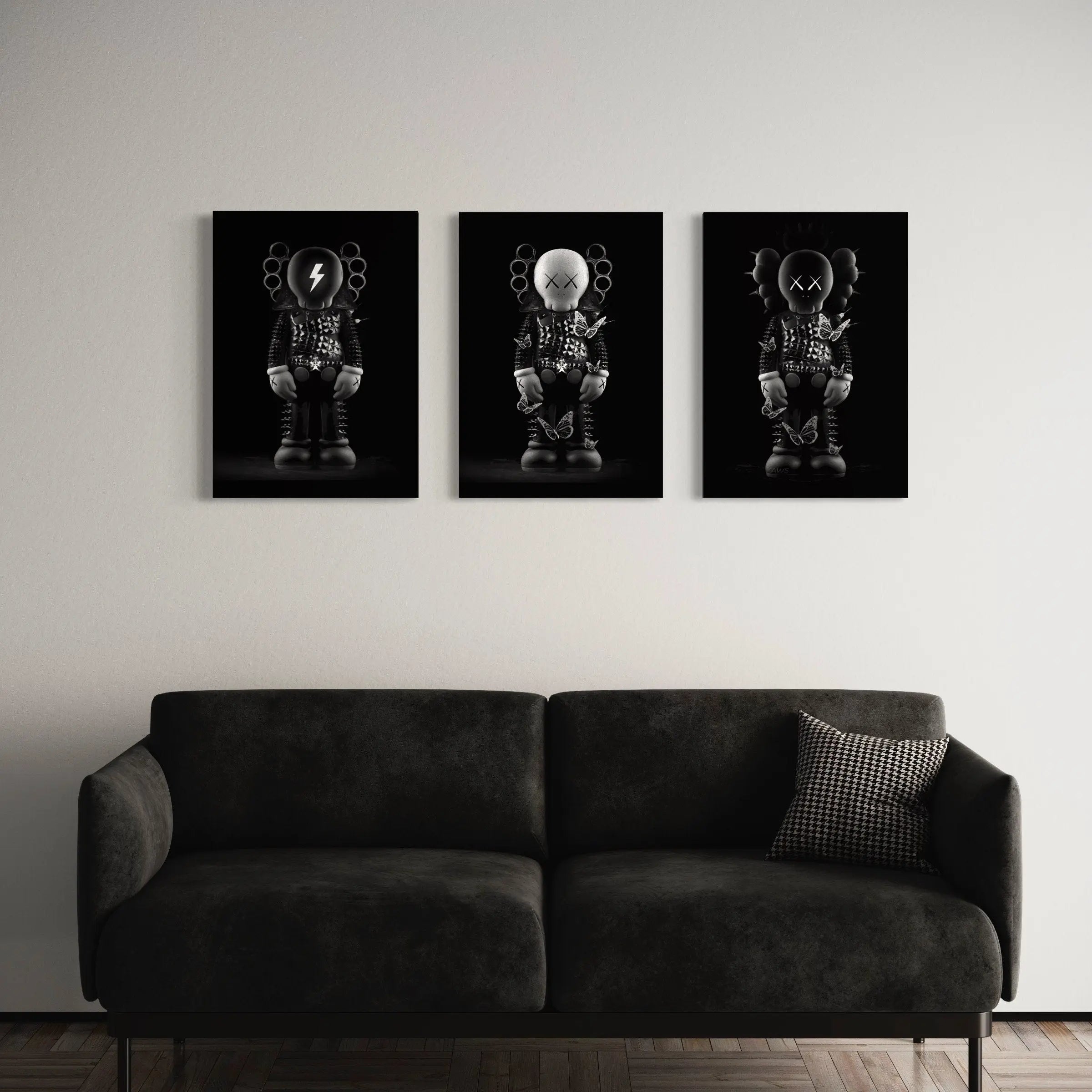 Kaws Set Of 3 Canvas Wall Art | Poster Prints - Canvastoria