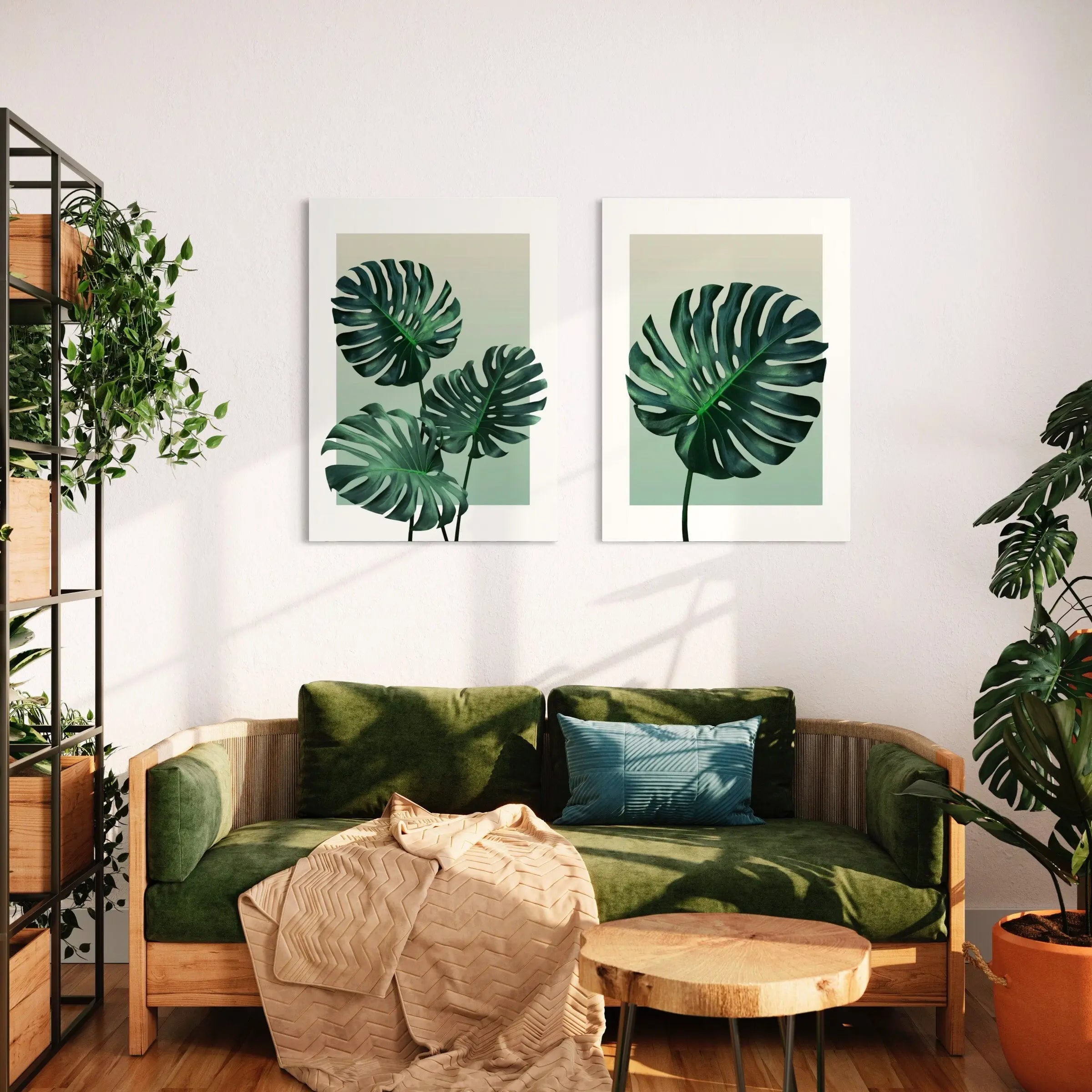 Monstera Leaves 2 Piece Set Canvas Art | Poster Prints - Canvastoria
