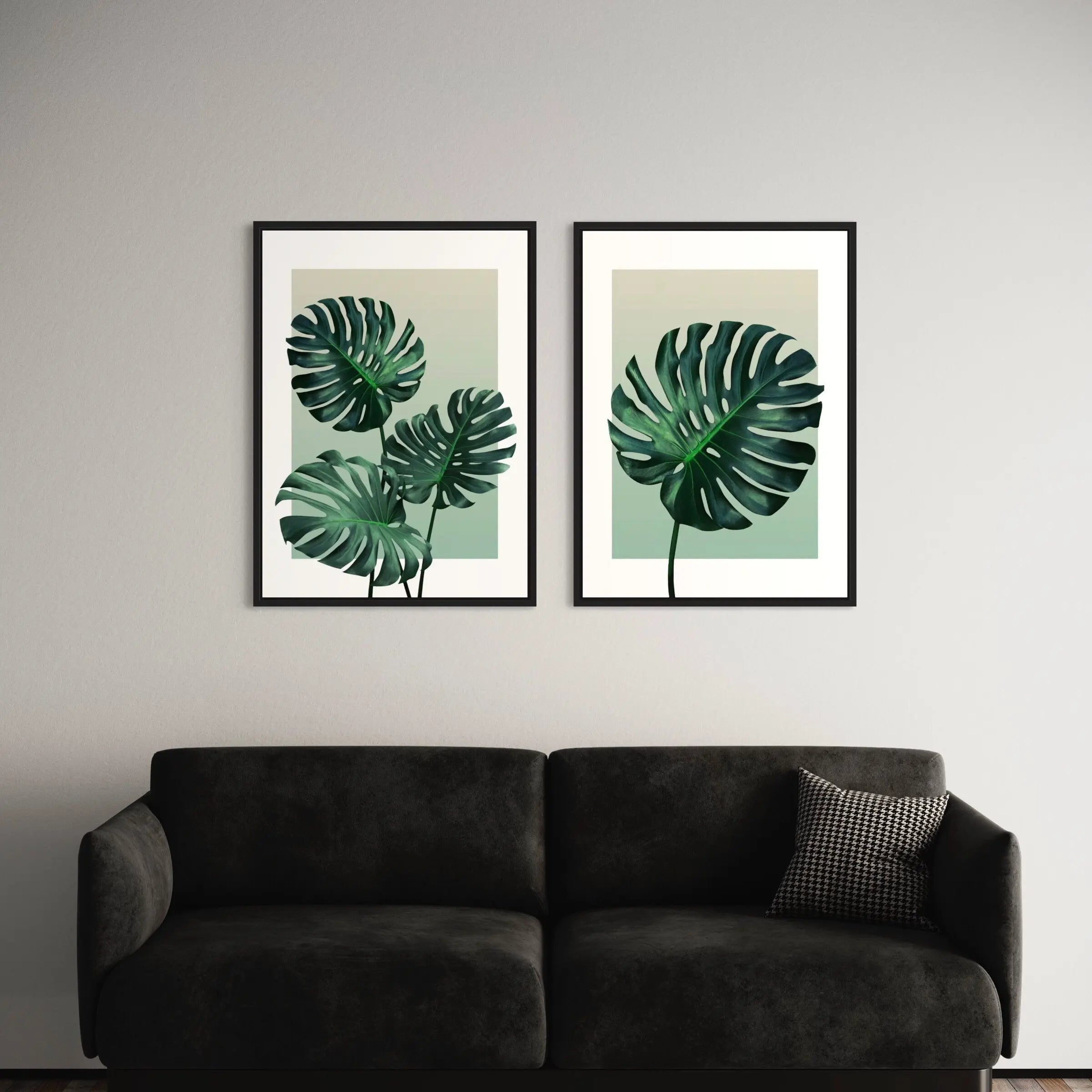 Monstera Leaves 2 Piece Set Canvas Art | Poster Prints - Canvastoria