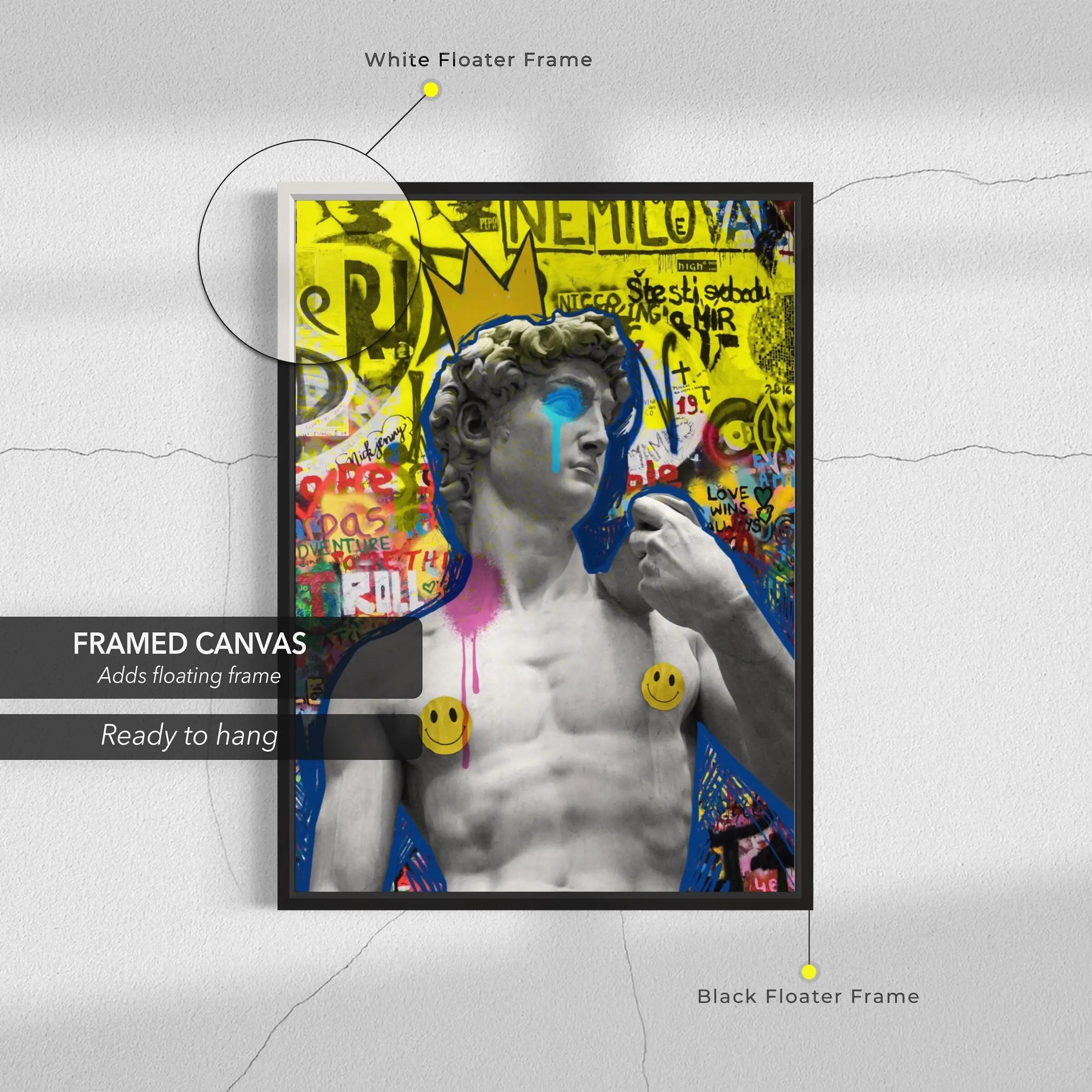 Graffiti David Statue Canvas Art | Poster Print Canvastoria