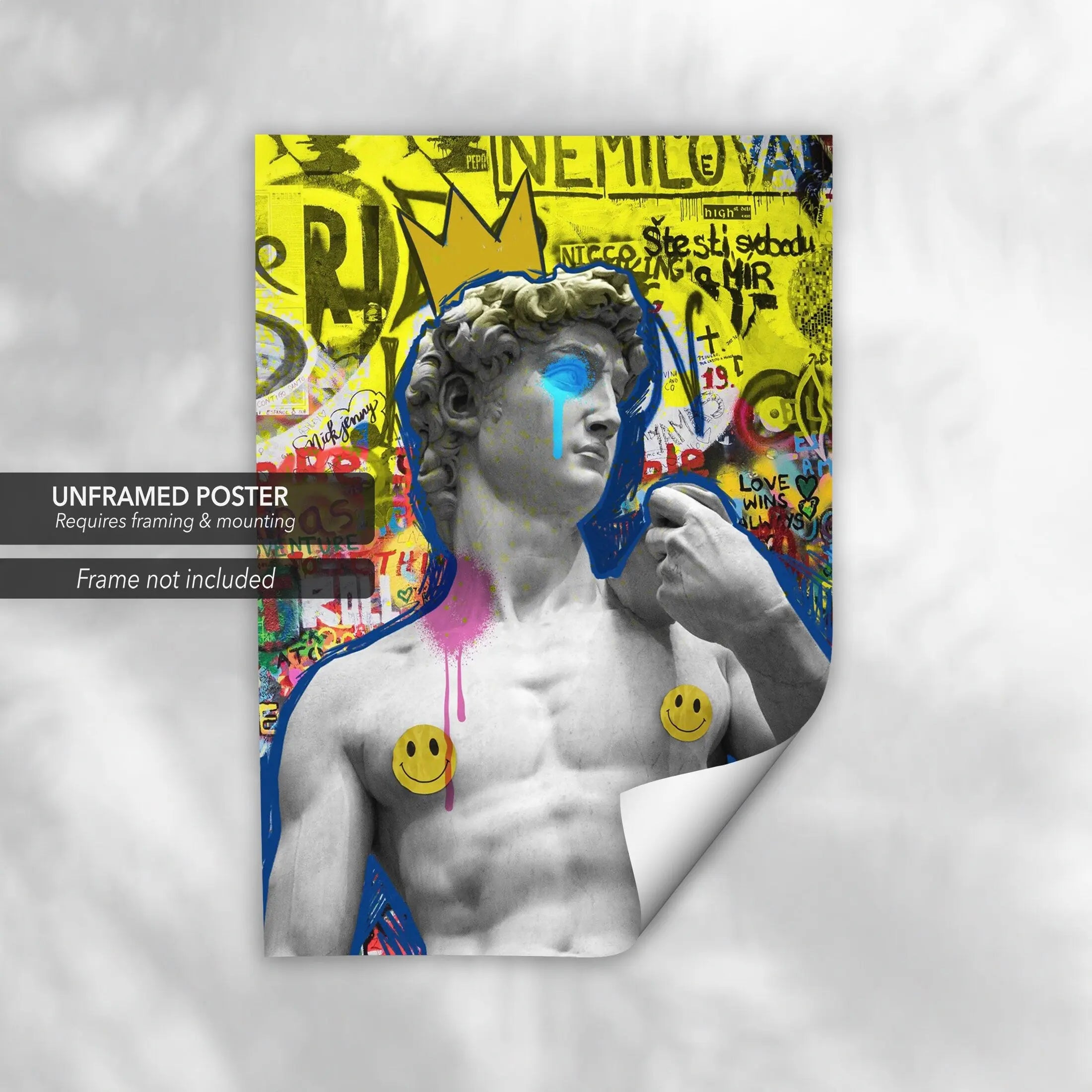 Graffiti David Statue Canvas Art | Poster Print Canvastoria