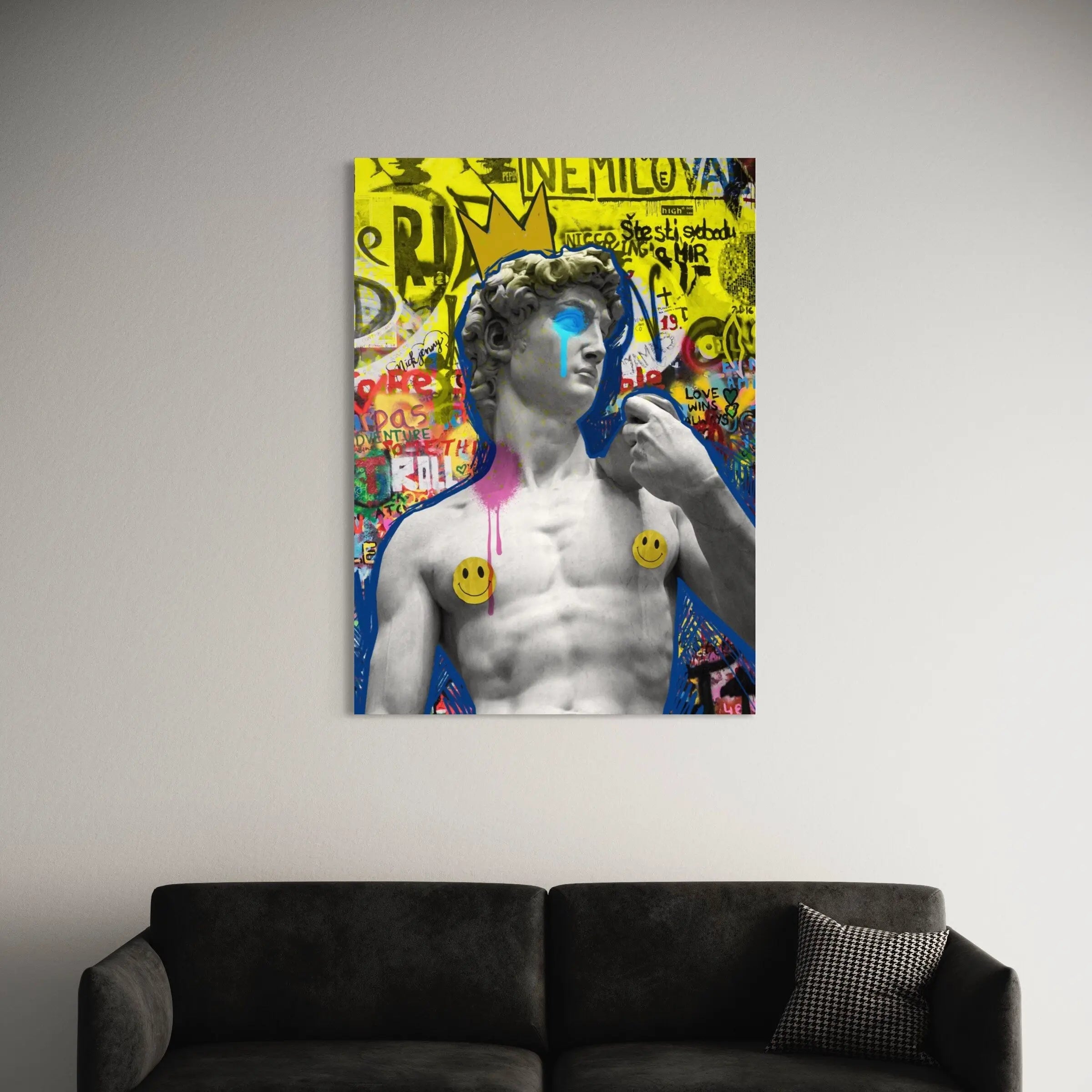 Graffiti David Statue Canvas Art | Poster Print Canvastoria