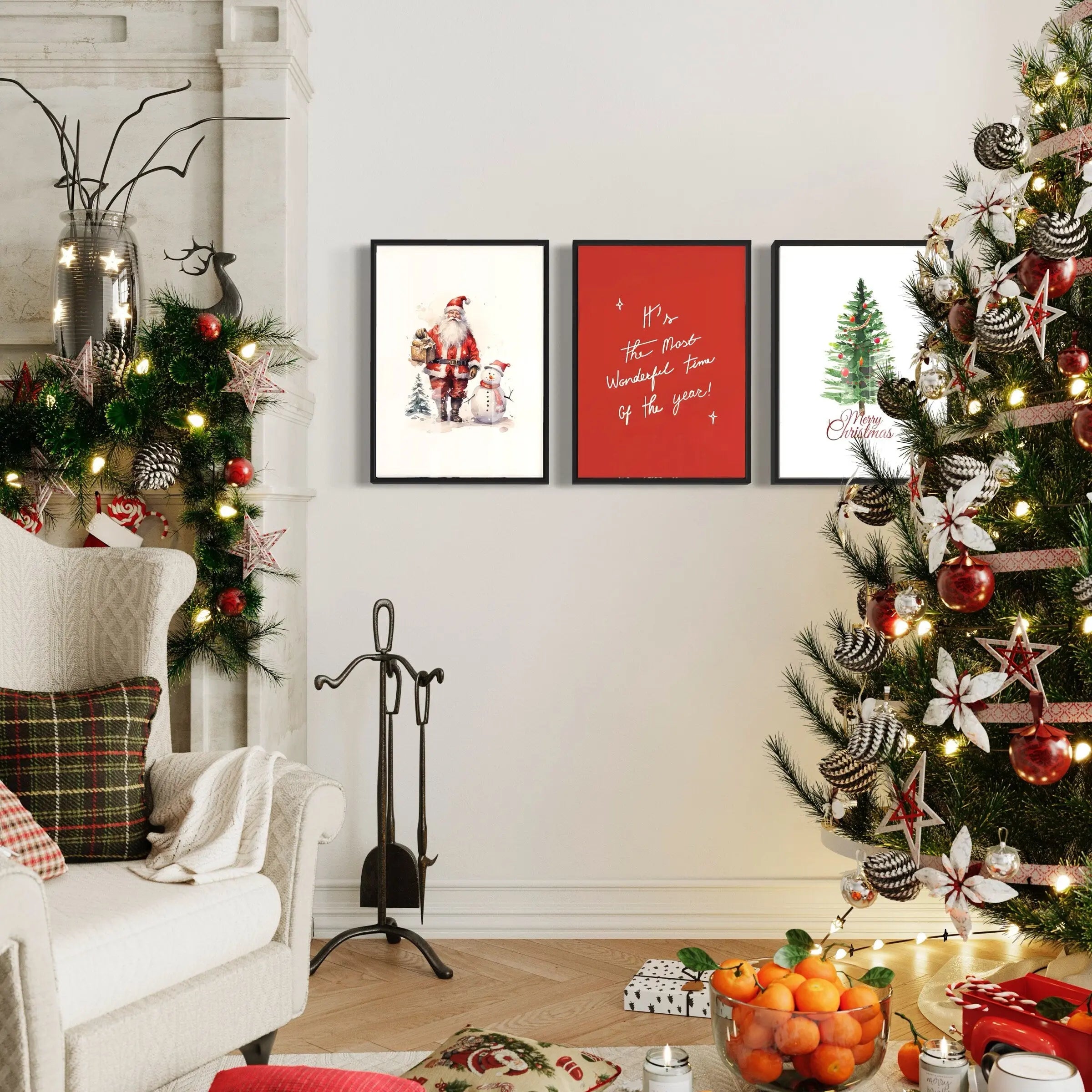 Christmas is Coming Set of 3 Canvas Art | Poster Print Canvastoria