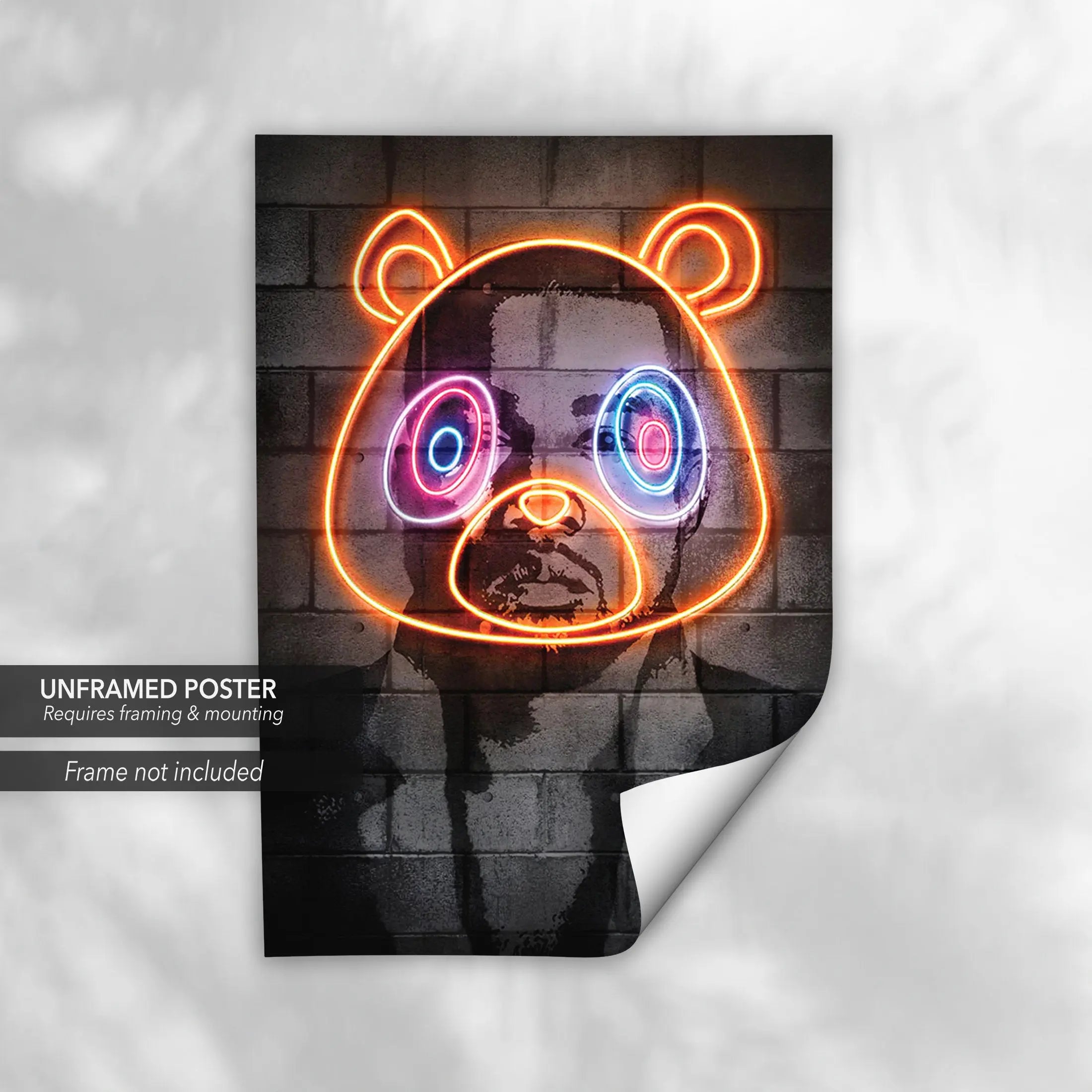 Kanye West Neon Graduation Bear Canvas Art | Poster Print Canvastoria