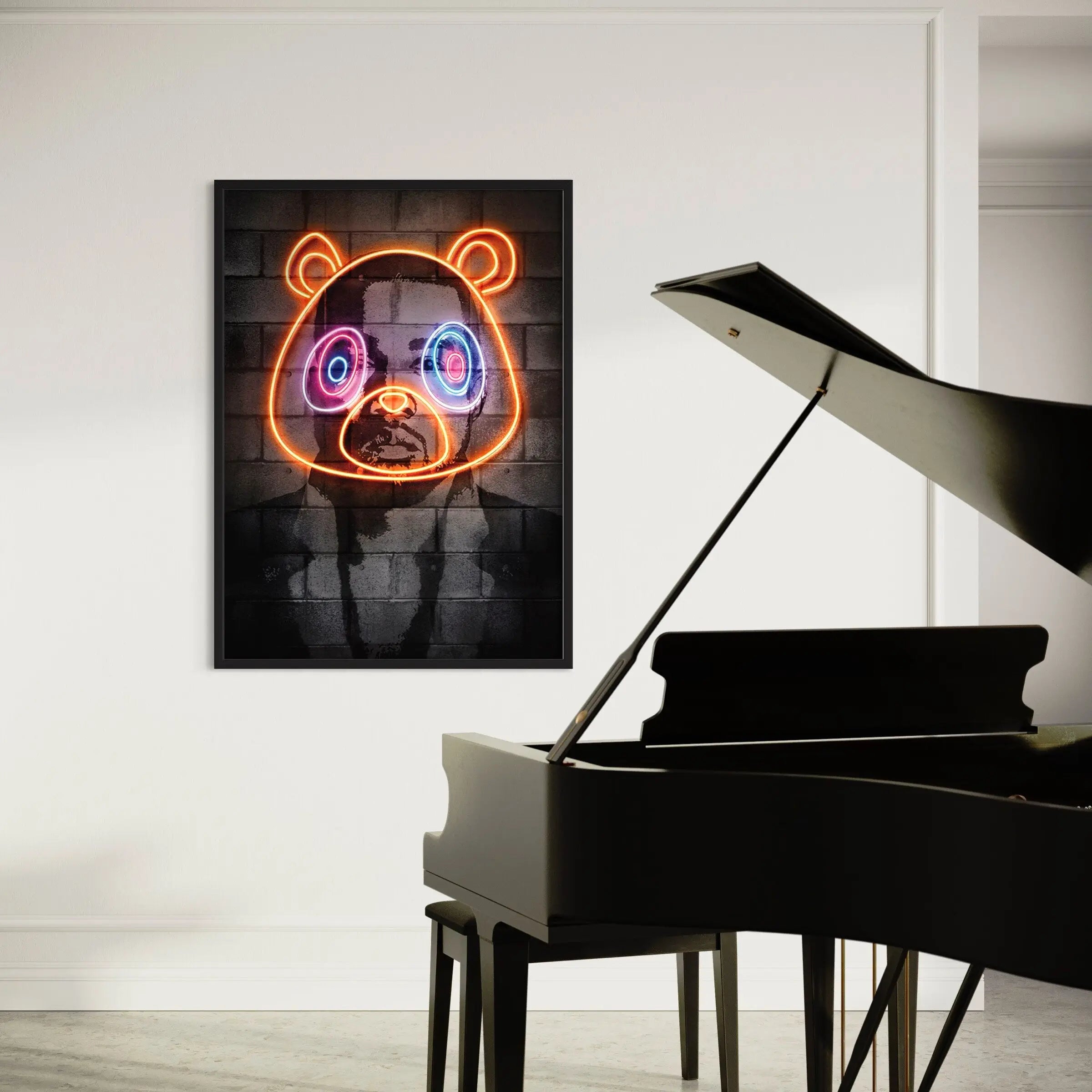 Kanye West Neon Graduation Bear Canvas Art | Poster Print Canvastoria