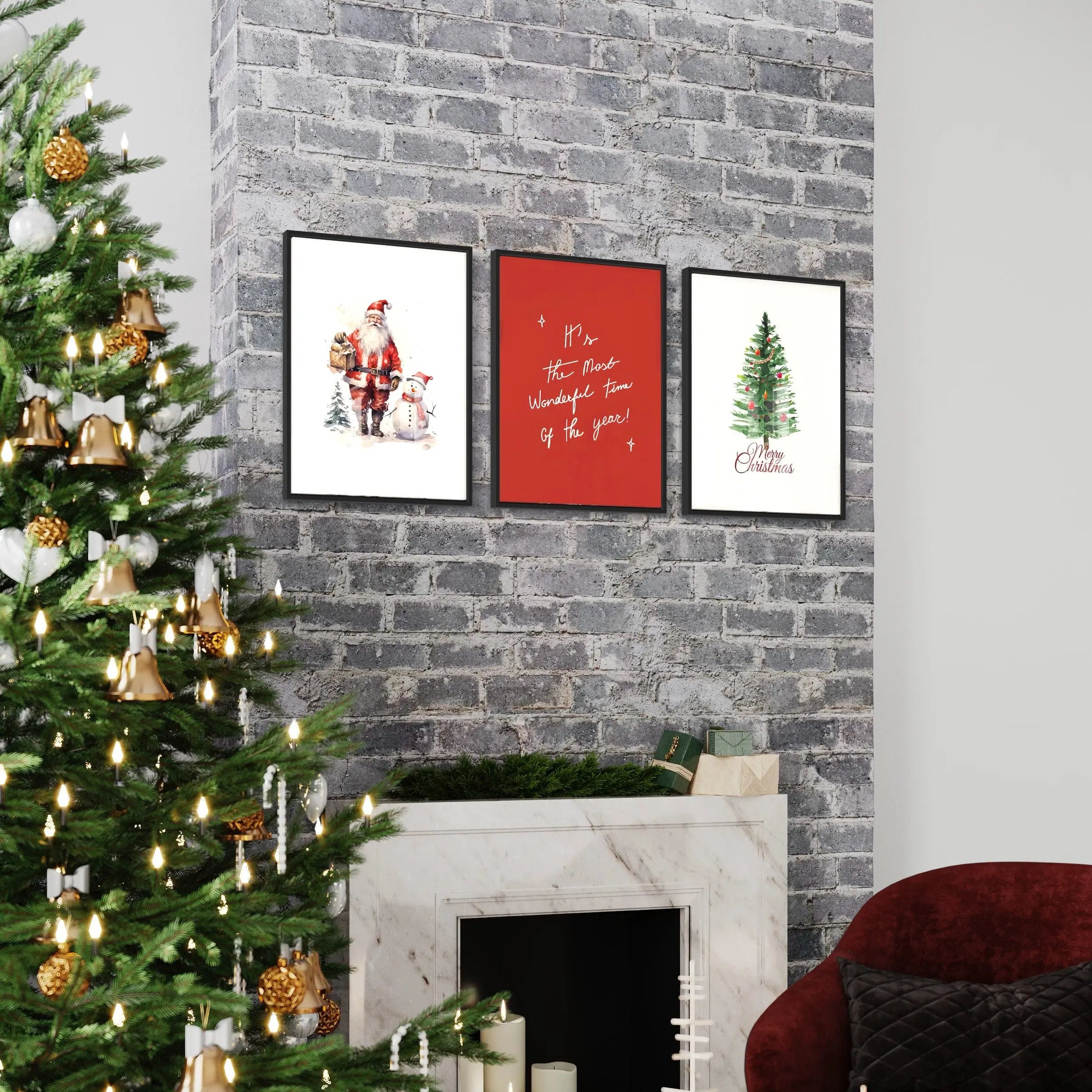 Christmas is Coming Set of 3 Canvas Art | Poster Print Canvastoria
