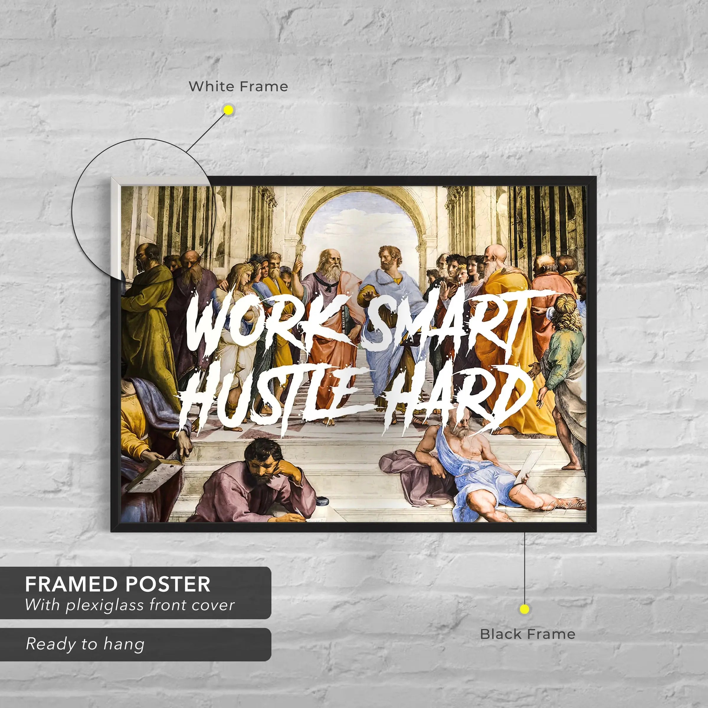 Work Smart Hustle Hard - Motivational Quote Canvas Art | Poster Print Canvastoria