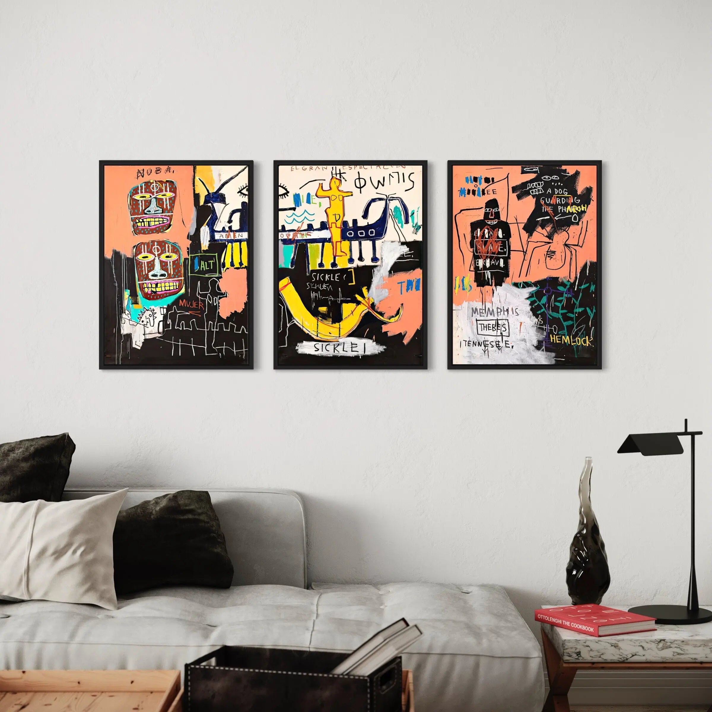 Jean-Michel Basquiat El Gran Espectaculo (The Nile 1983) Canvas Art | Poster Print 3 PC Set Canvastoria