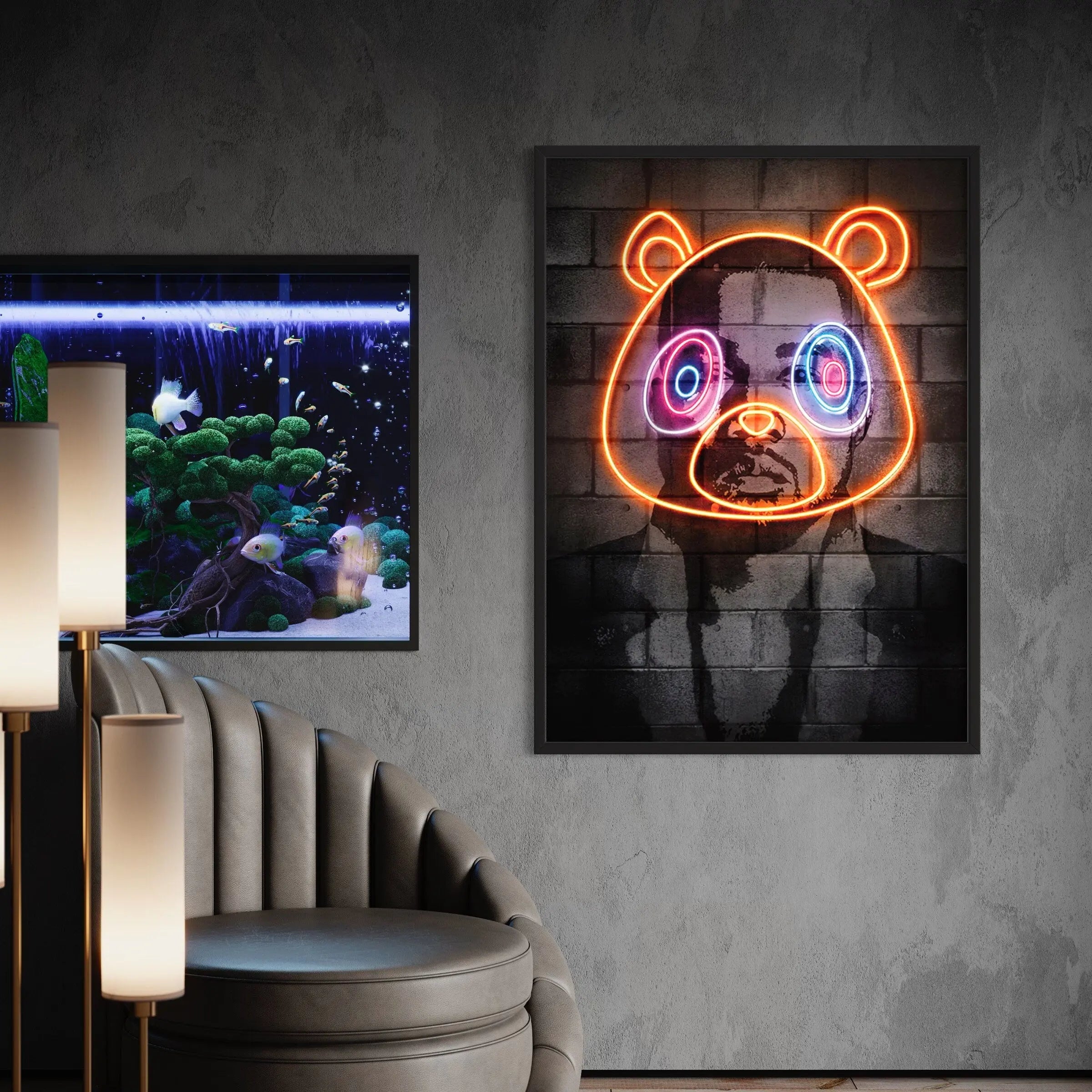 Kanye West Neon Graduation Bear Canvas Art | Poster Print Canvastoria