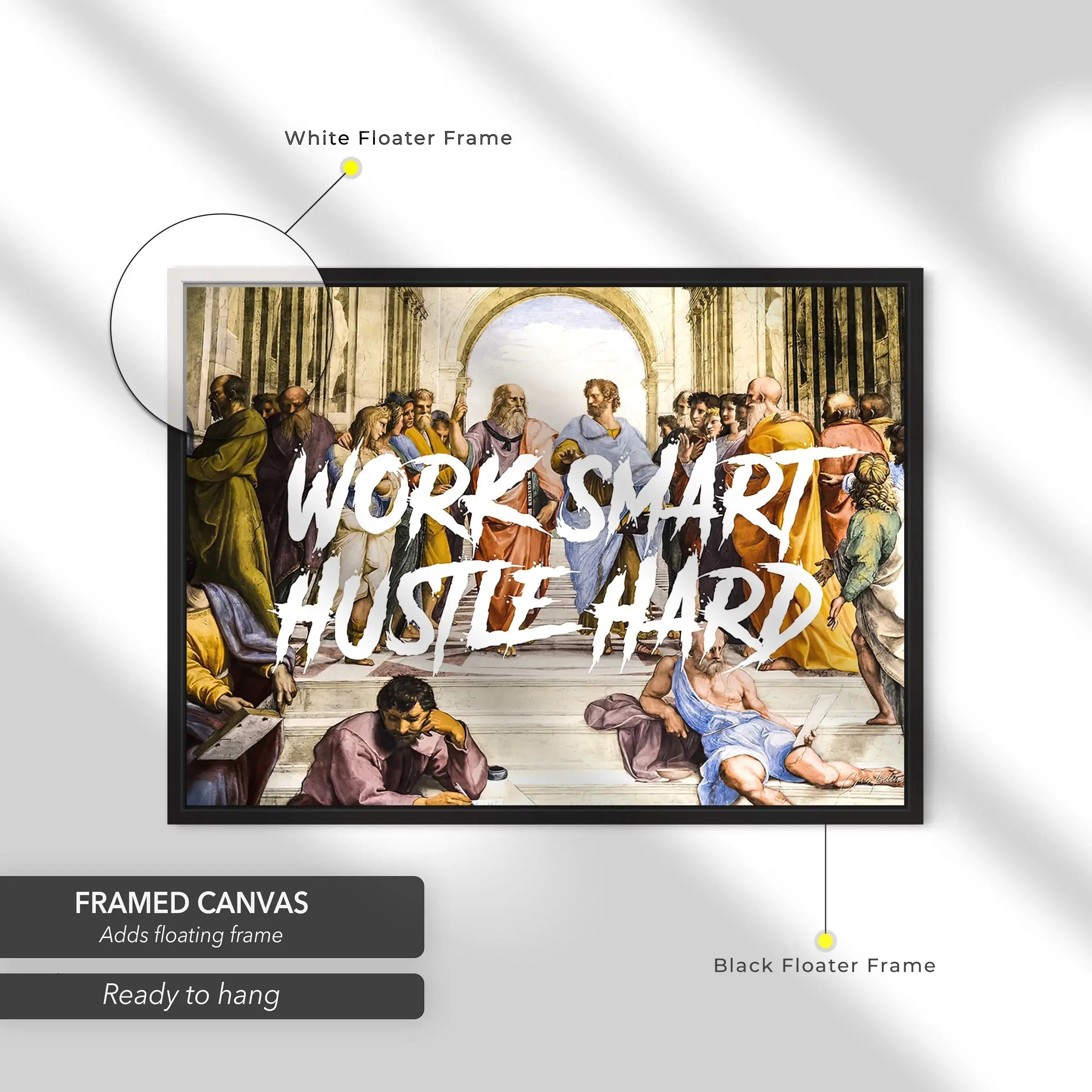 Work Smart Hustle Hard - Motivational Quote Canvas Art | Poster Print Canvastoria