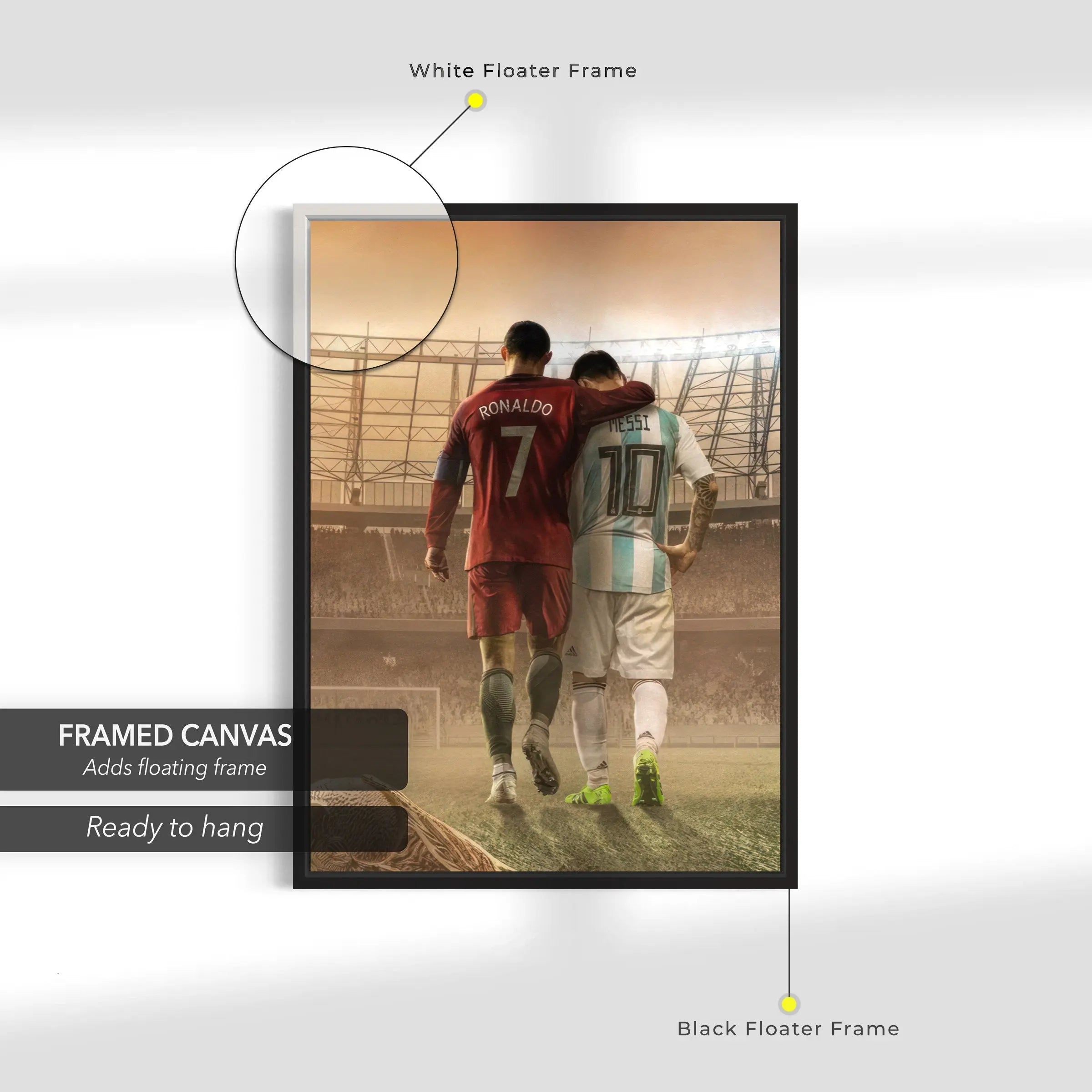 Ronaldo 7 & Messi 10 Canvas Art | Poster Print Canvastoria