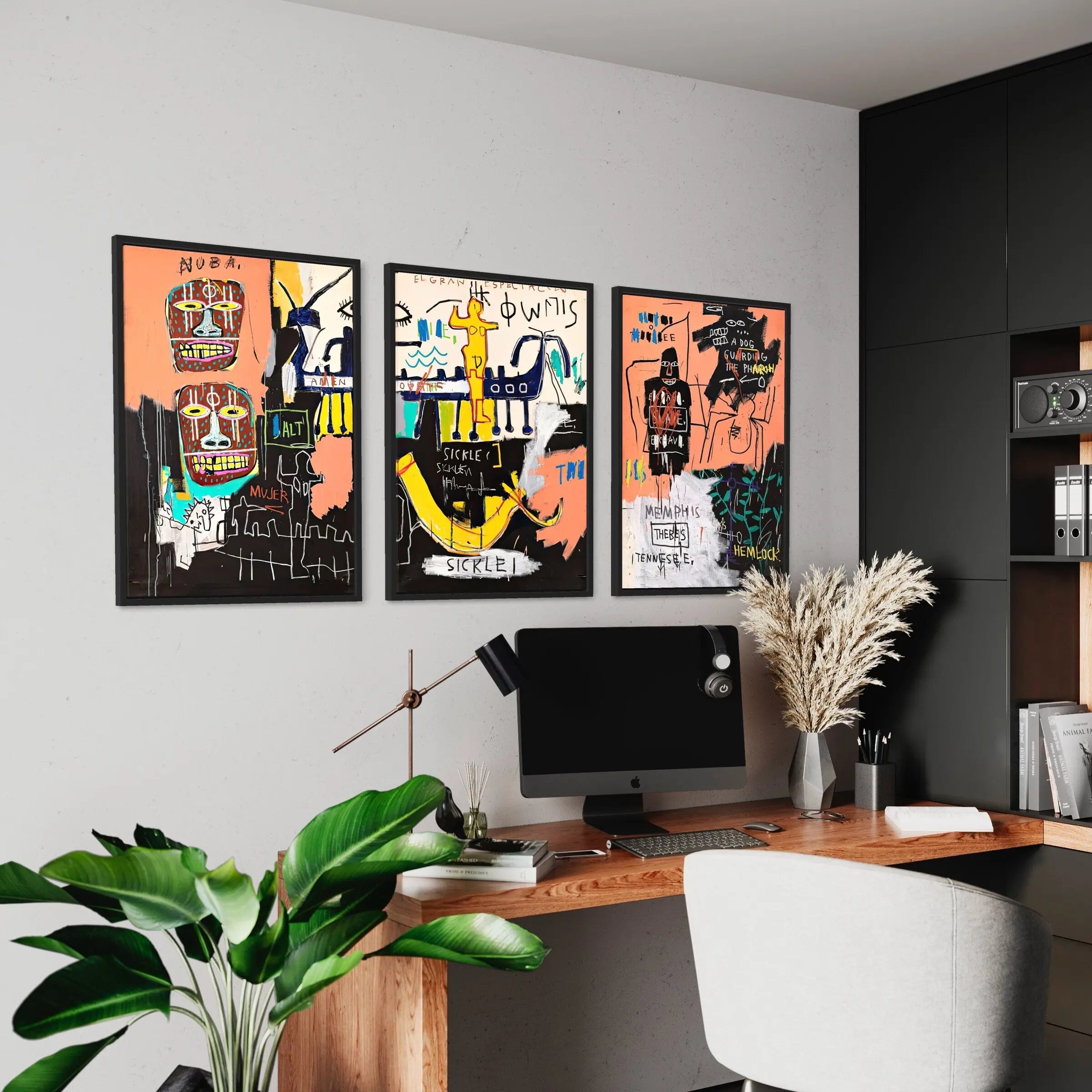 Jean-Michel Basquiat El Gran Espectaculo (The Nile 1983) Canvas Art | Poster Print 3 PC Set Canvastoria