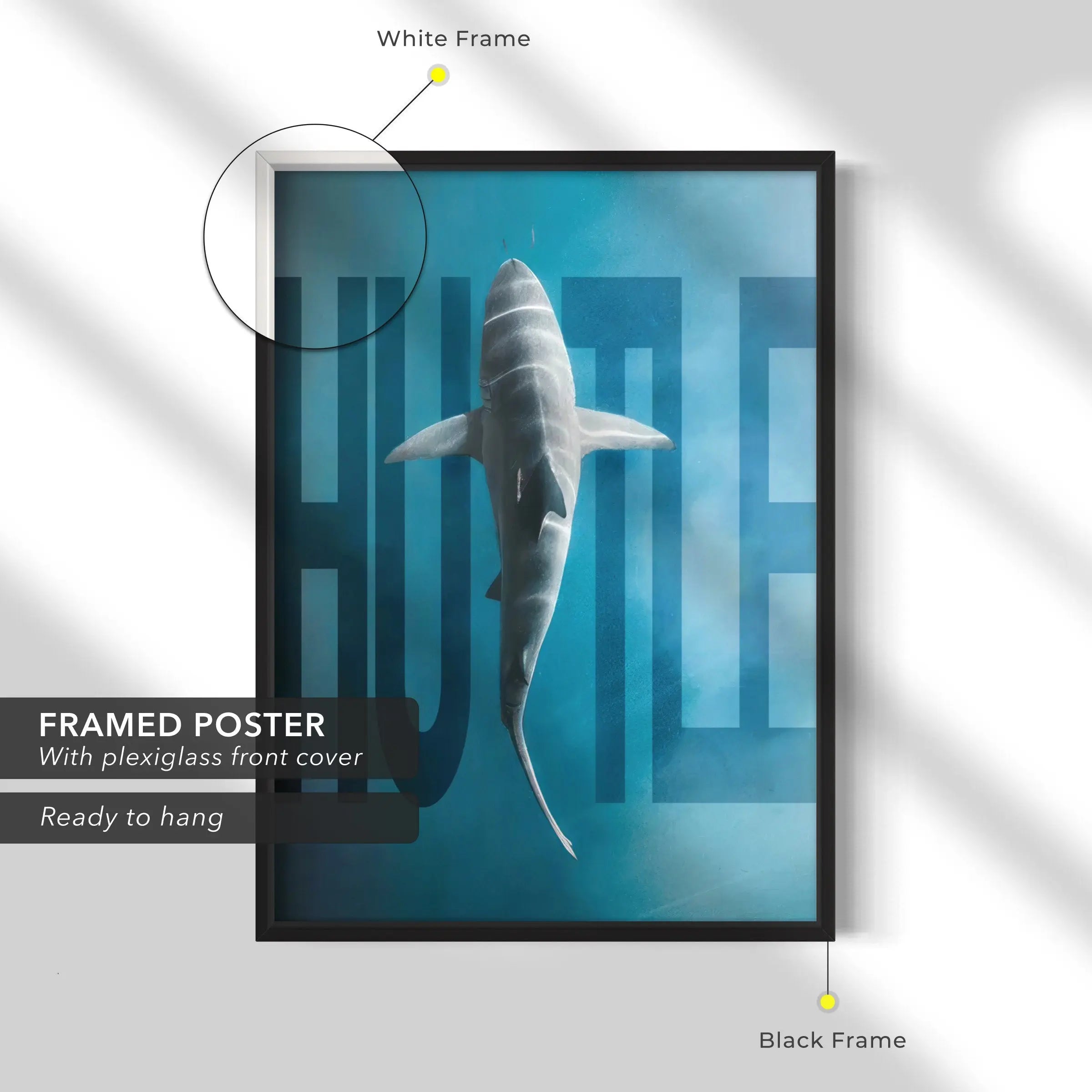 Hustle Mode Shark Canvas Art | Poster Print Canvastoria