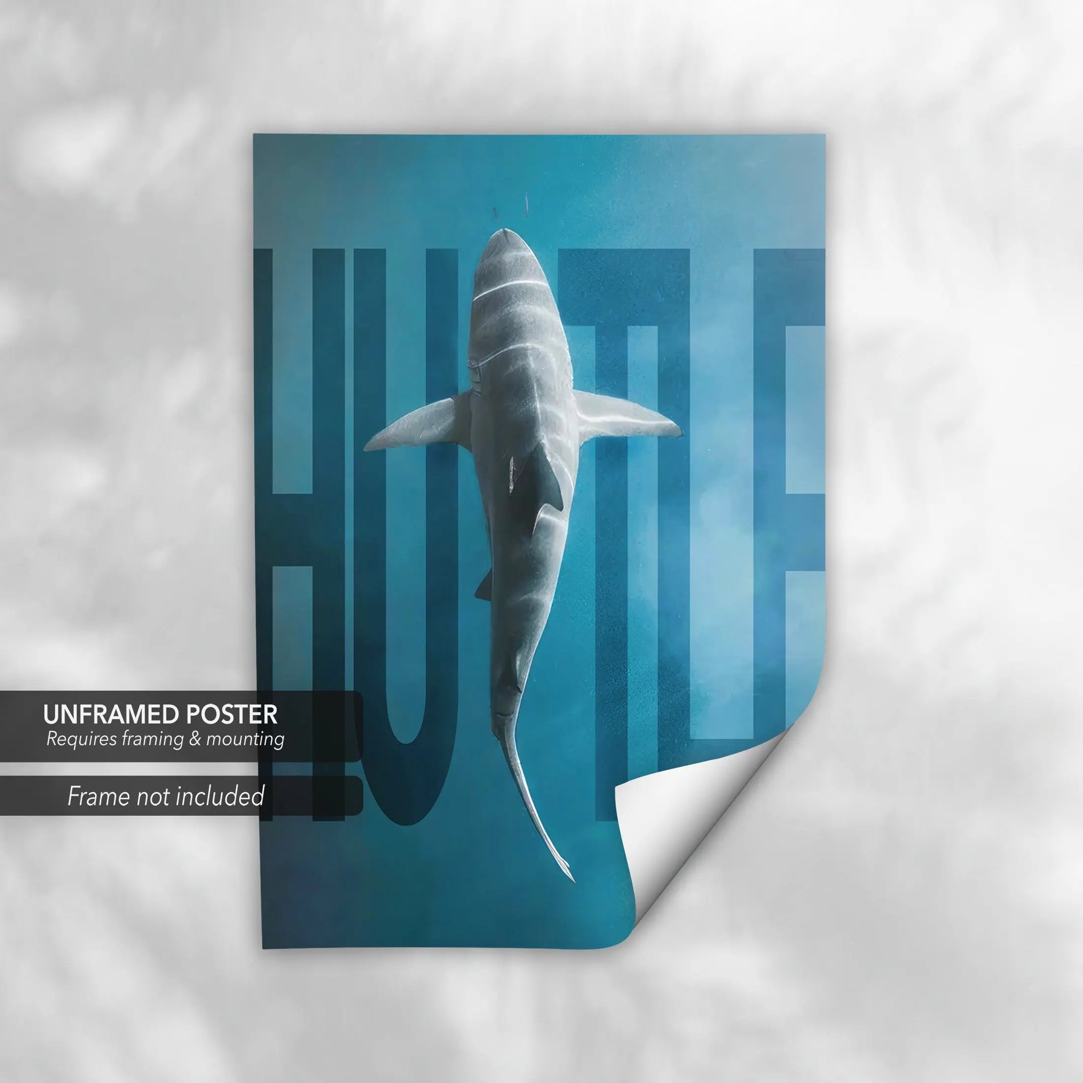 Hustle Mode Shark Canvas Art | Poster Print Canvastoria