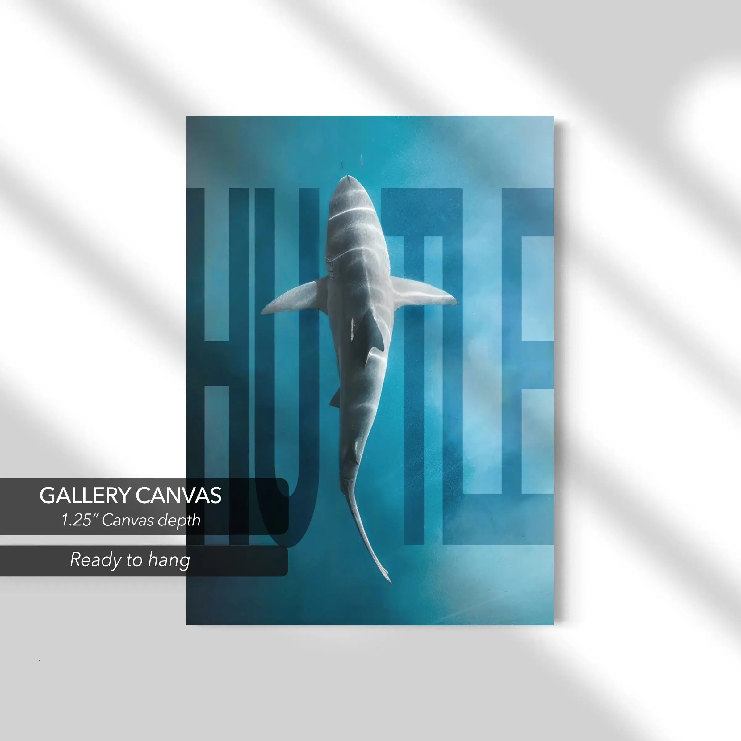 Hustle Mode Shark Canvas Art | Poster Print Canvastoria