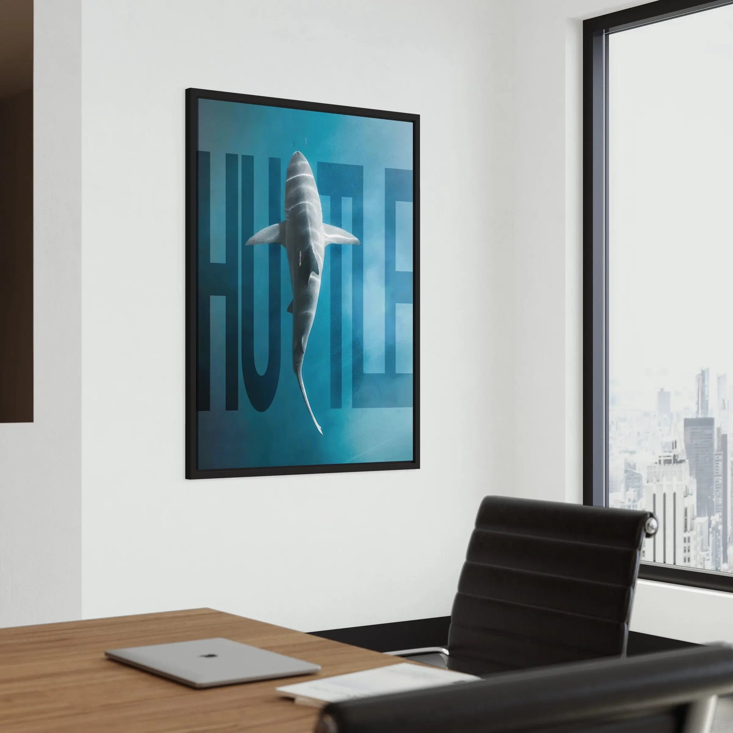 Hustle Mode Shark Canvas Art | Poster Print Canvastoria