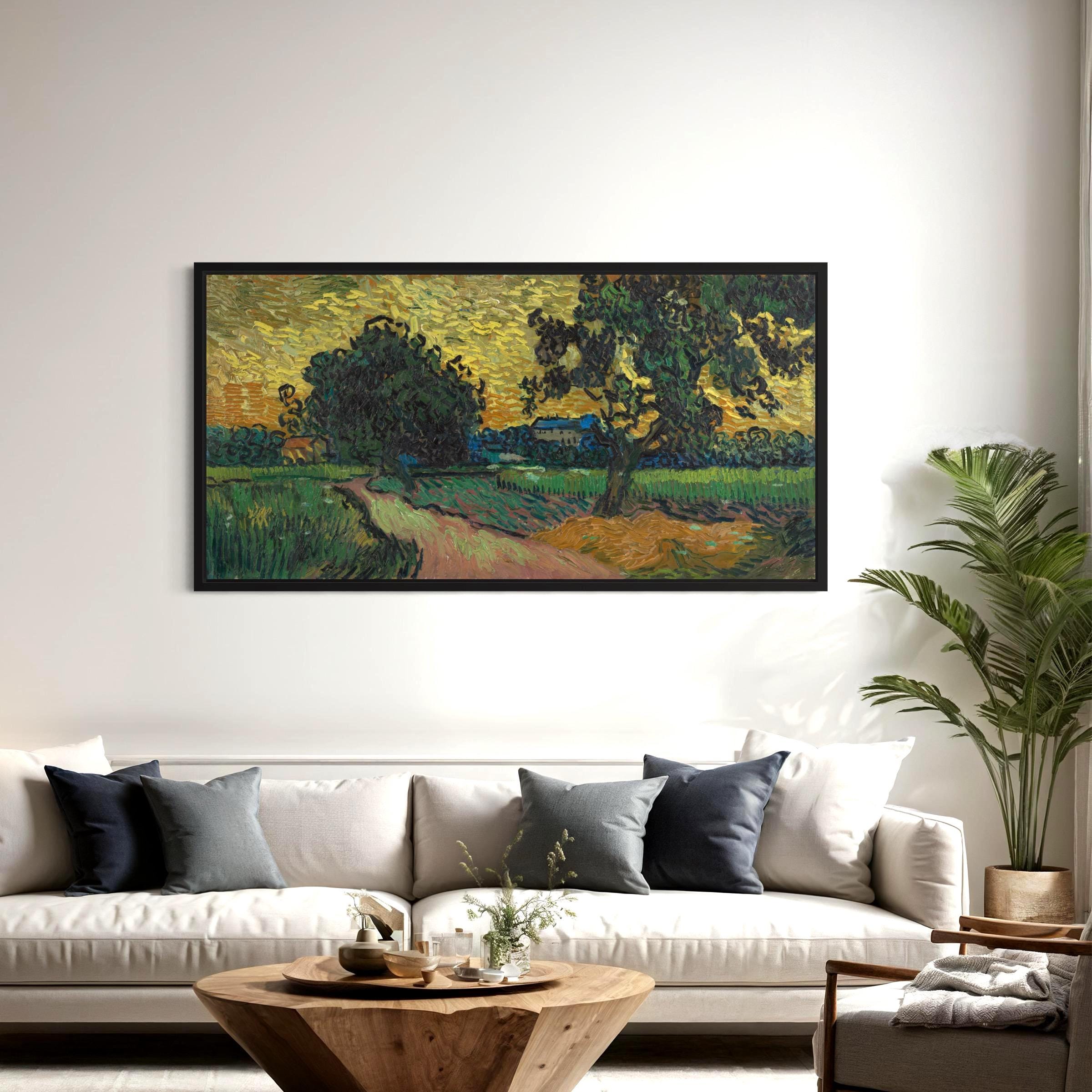 Van Gogh Landscape at Twilight  | Moody Landscape Golden Hour Canvas Art | Poster Print