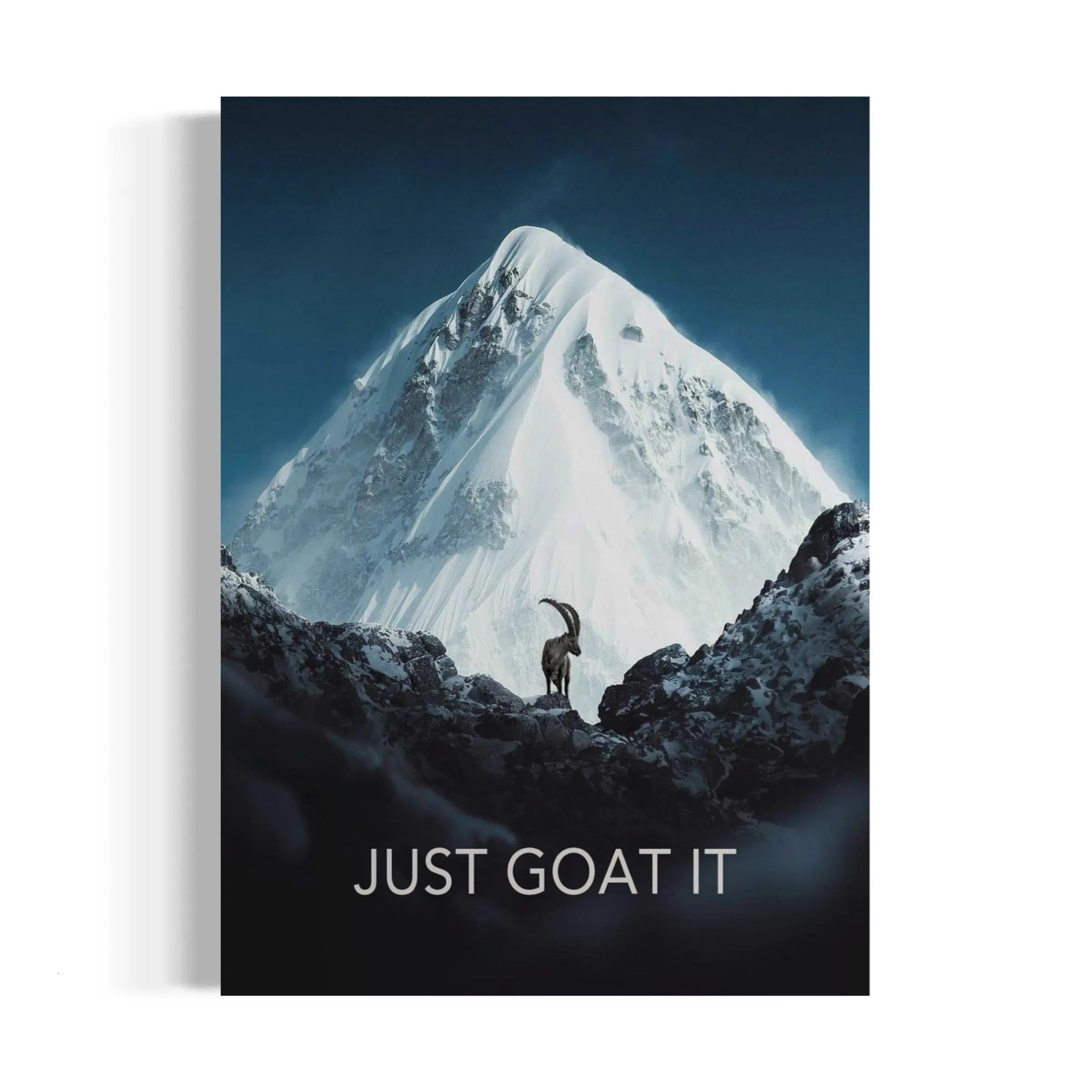 a poster of a man standing on top of a mountain