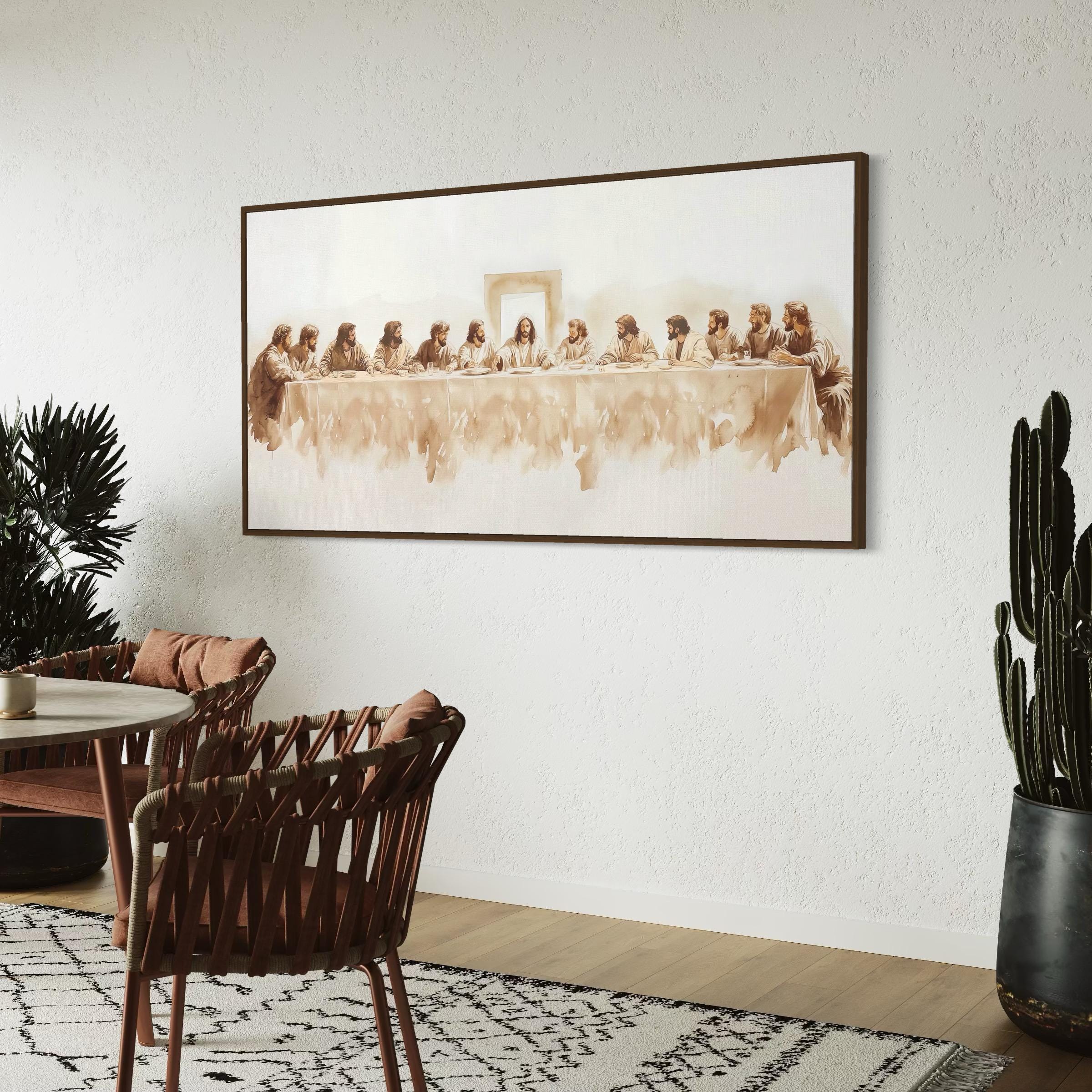 The Last Supper Jesus Watercolor Canvas Art | Poster Print | Modern Christian Religious Artwork