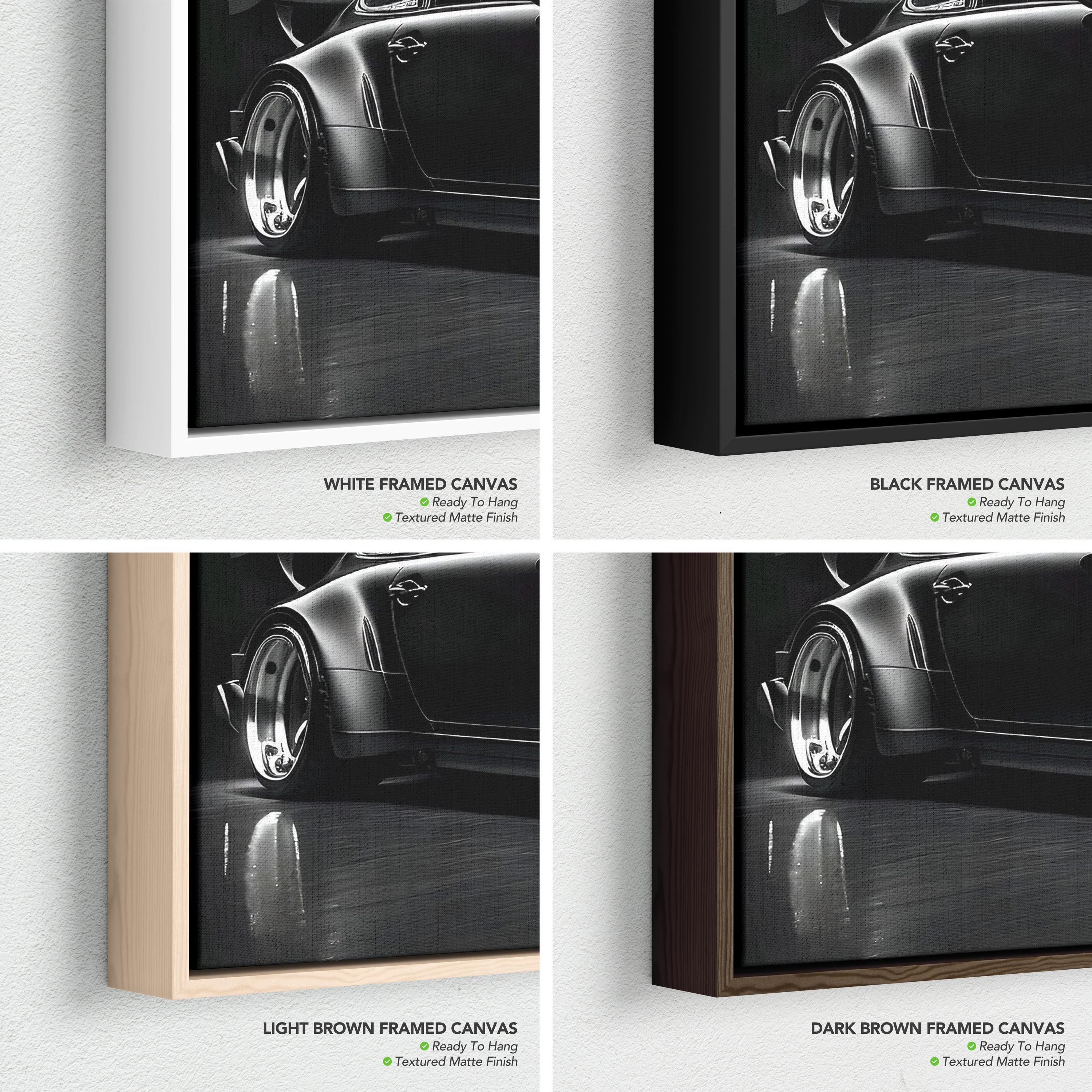 Black Porsche 911 Turbo | Classic Sports Car Canvas Art | Poster Print