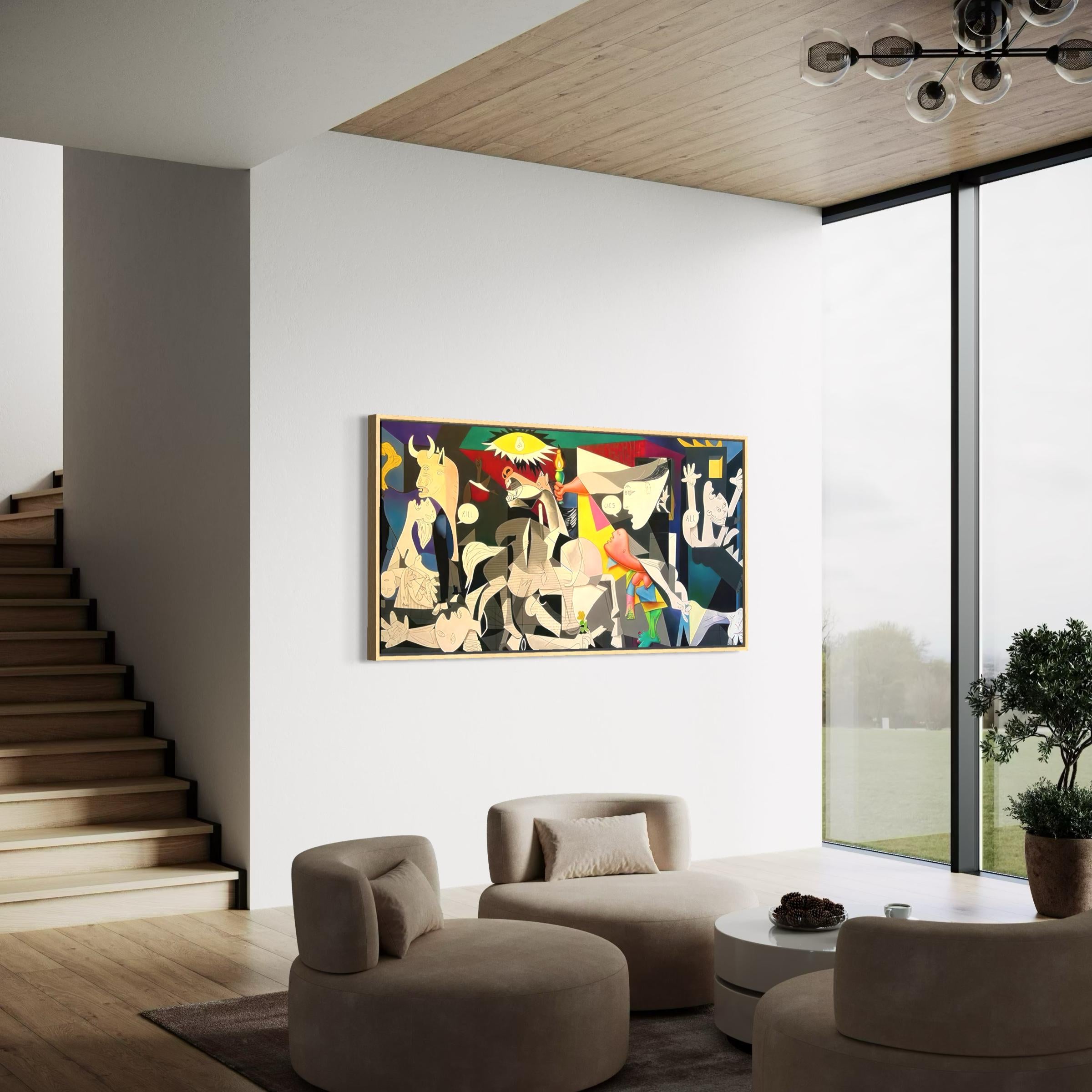Guernica Picasso Colorful Wall Art Canvas | Cubism Artwork Poster Print