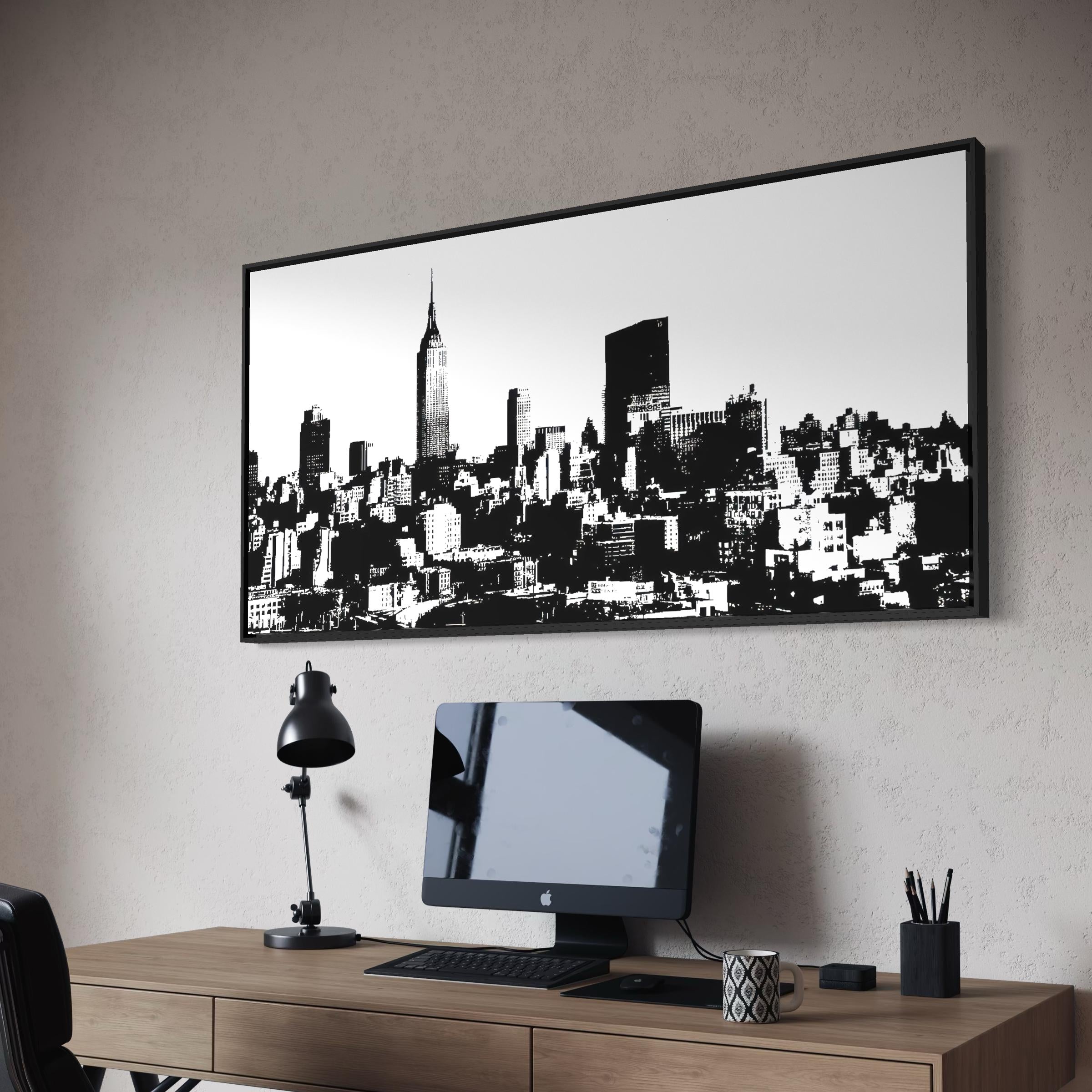 New York Black & White NYC Skyline Cityscape | Empire State Building Canvas | Poster Print