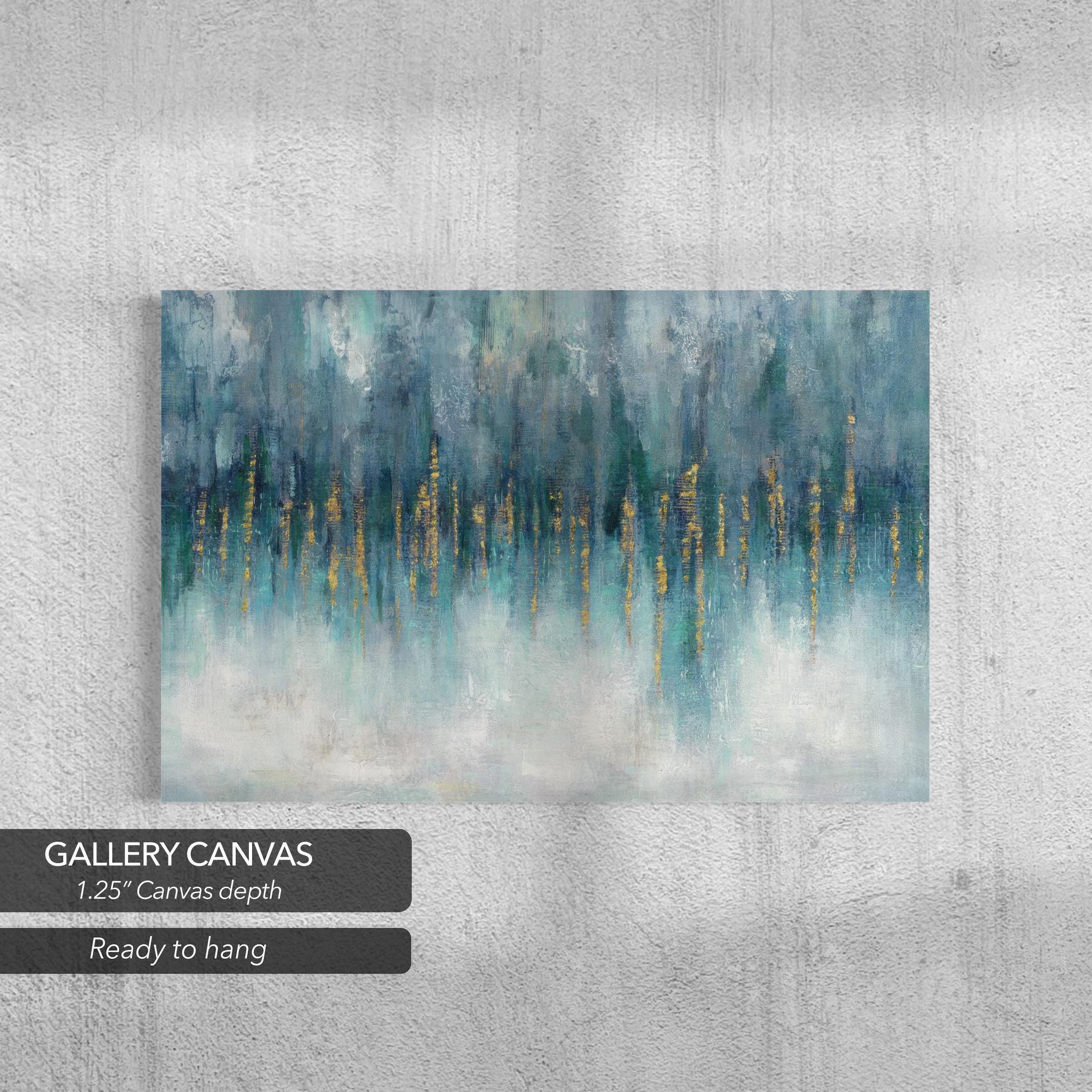 Abstract Teal & Gold | Modern Large Contemporary Canvas Art | Poster Print