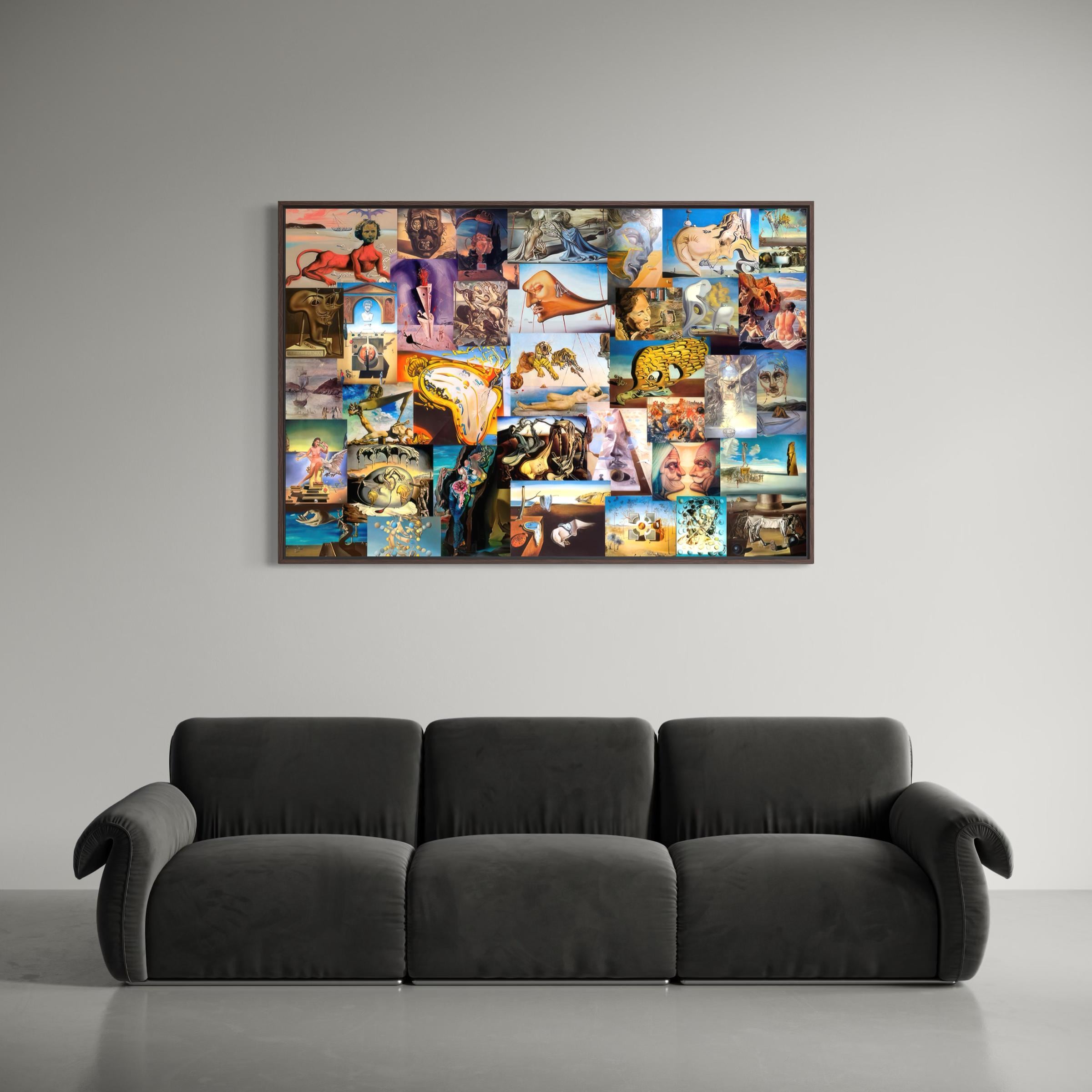 Salvador Dali Collage Framed Wall Art Canvas | Surreal Vintage Poster Print