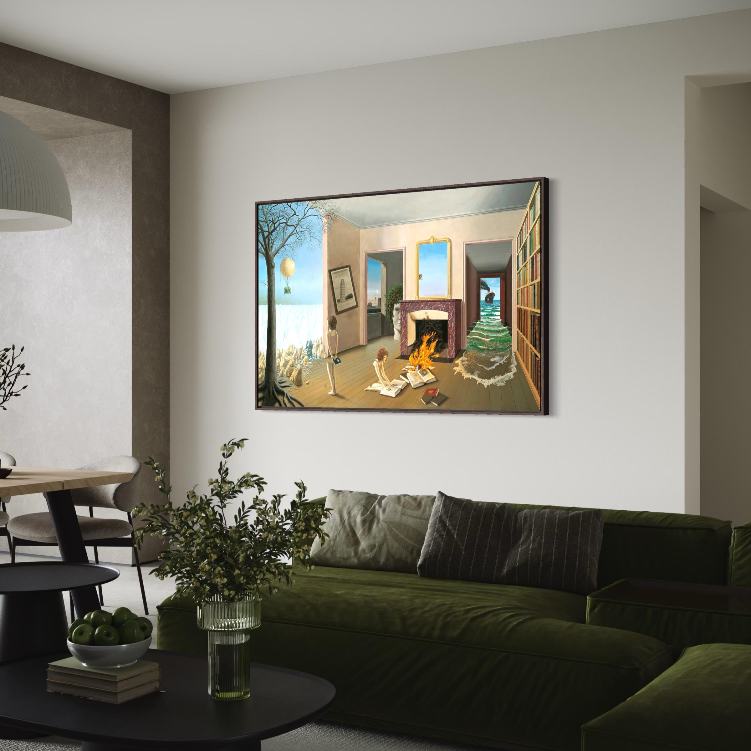 Between the Holes of Memory by Dominique Appia Canvas Wall Art | Poster Print Landscape Cubism