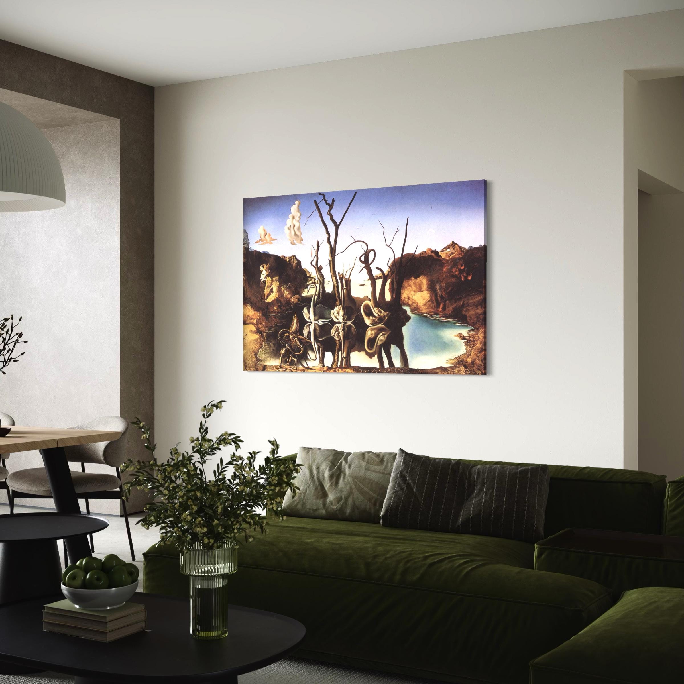 Salvador Dali Swans Reflecting Elephants Surrealism Modern Canvas Art | Poster Print