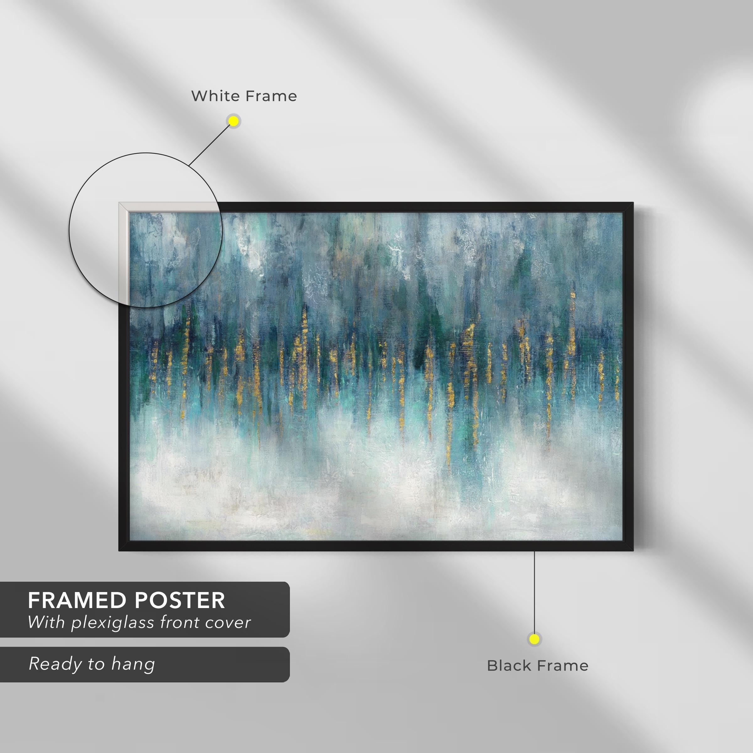 Abstract Teal & Gold | Modern Large Contemporary Canvas Art | Poster Print