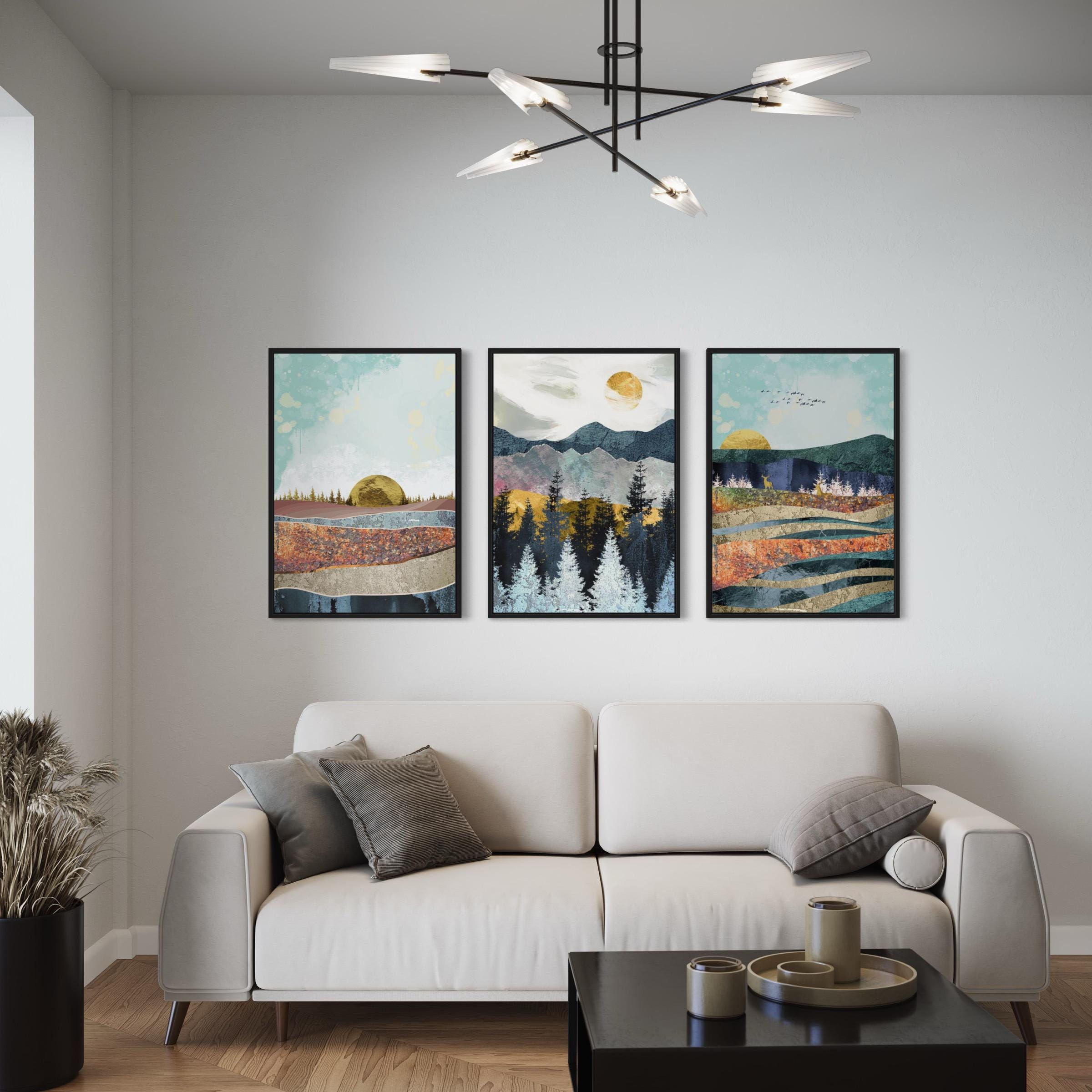 Abstract Forest Set of 3 Modern Landscape Poster Prints | Canvas Wall Art