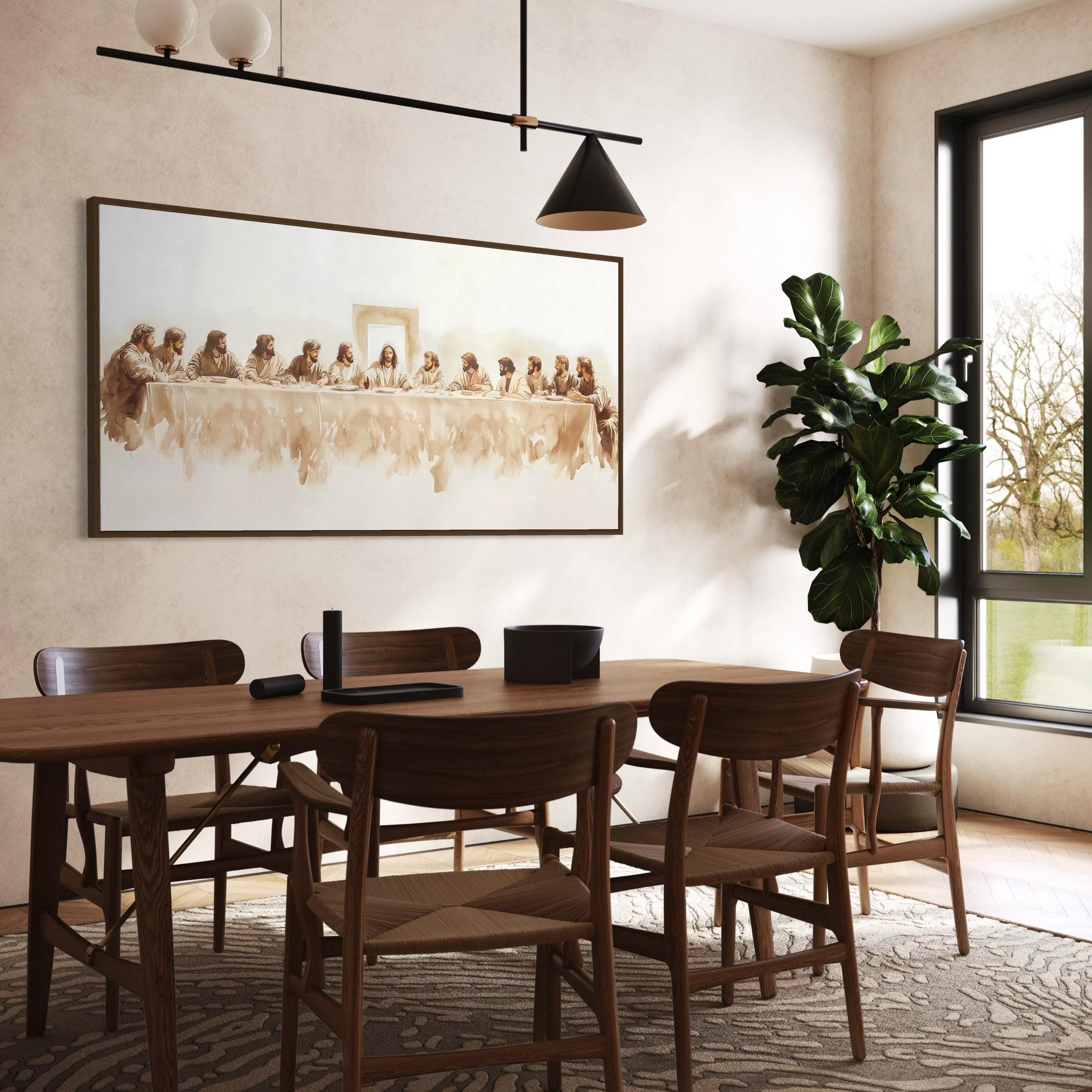 The Last Supper Jesus Watercolor Canvas Art | Poster Print | Modern Christian Religious Artwork