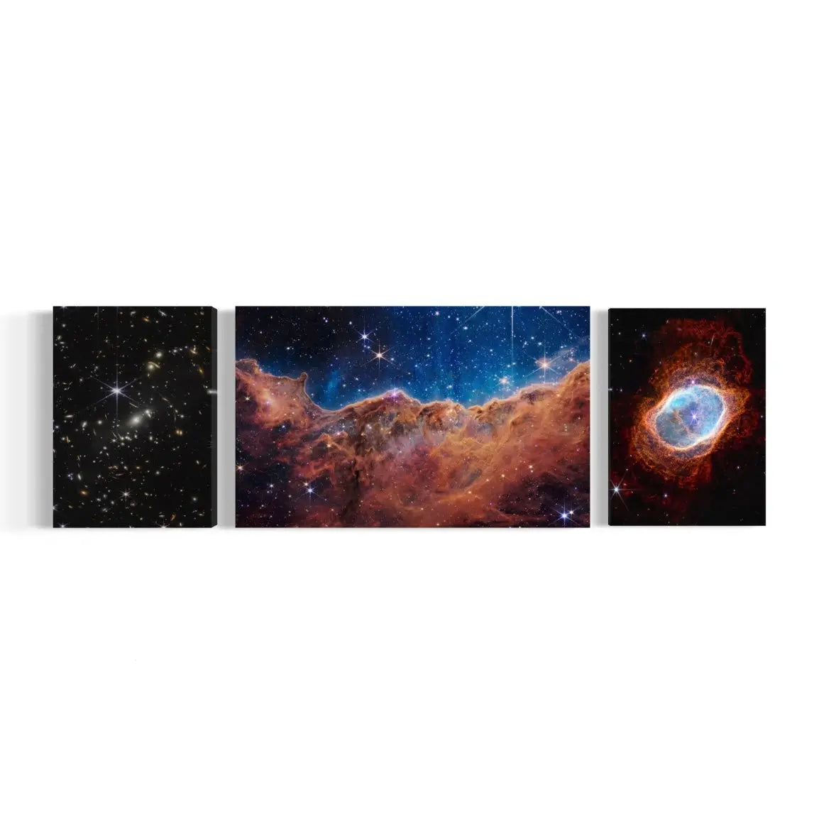 three pictures of a star cluster in the sky