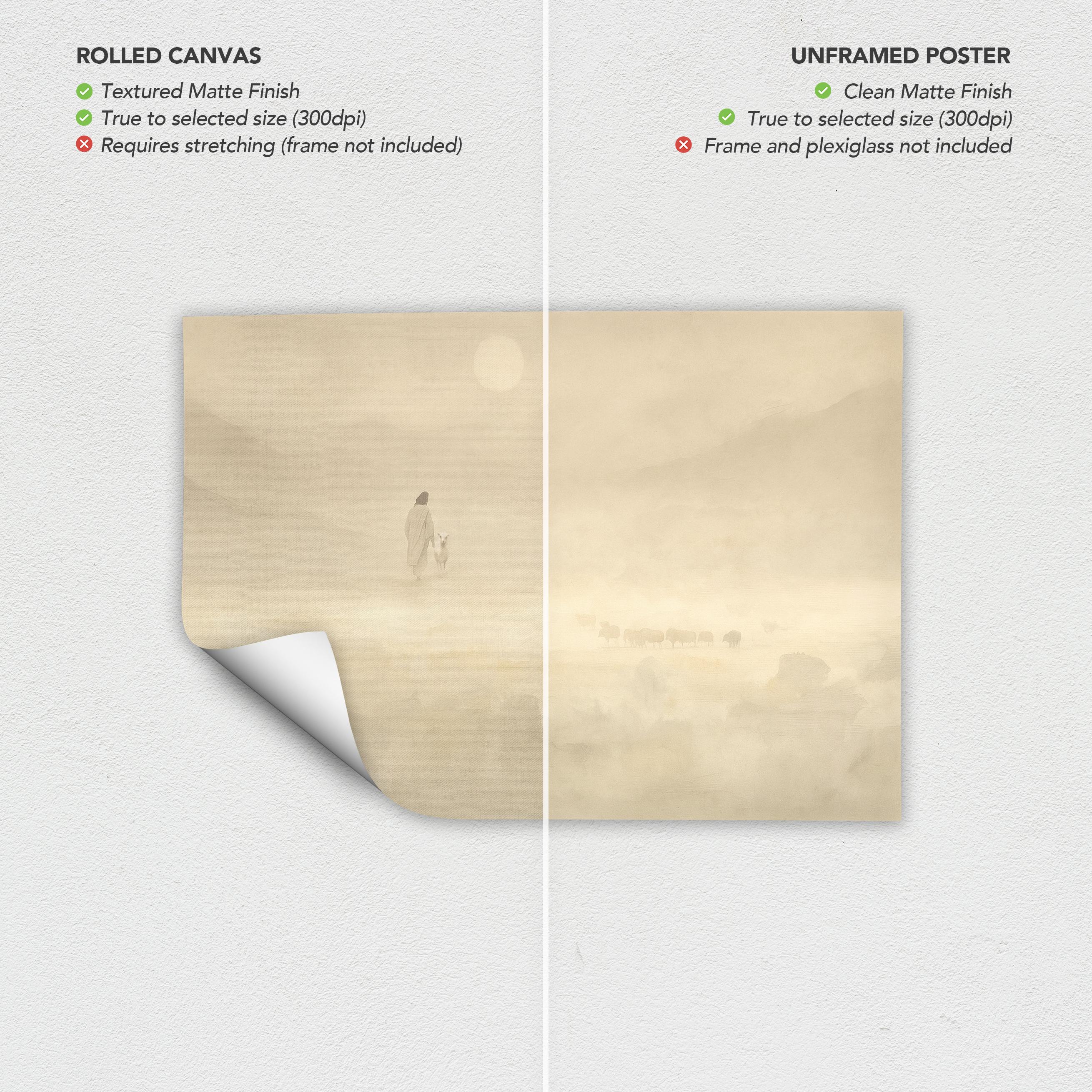 The Lost Sheep Wall Art Canvas | Poster Print | Minimalist Christian Jesus Parable Art