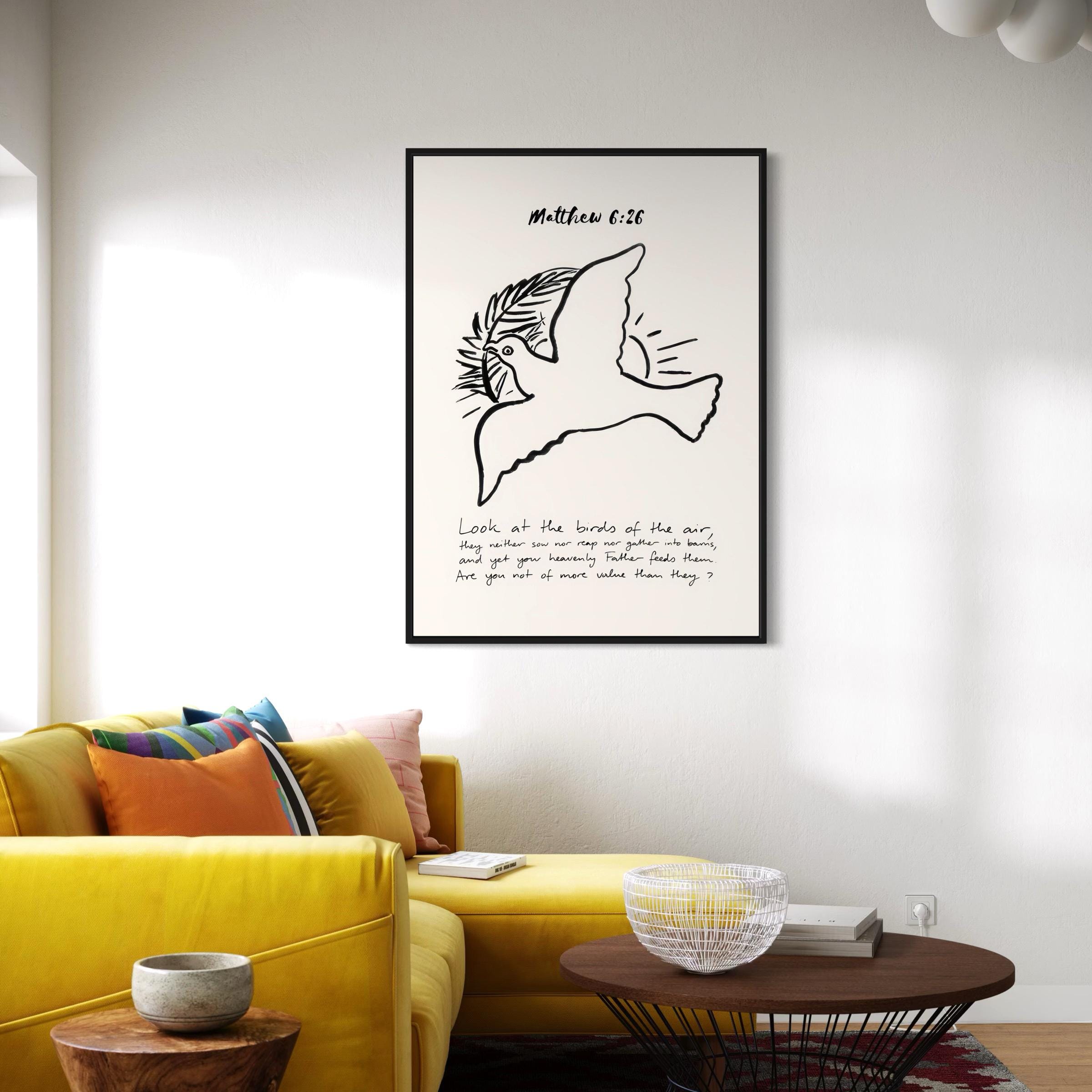 Matthew 6:26 Vintage Christian Art | Modern Catholic Canvas Art | Poster Print