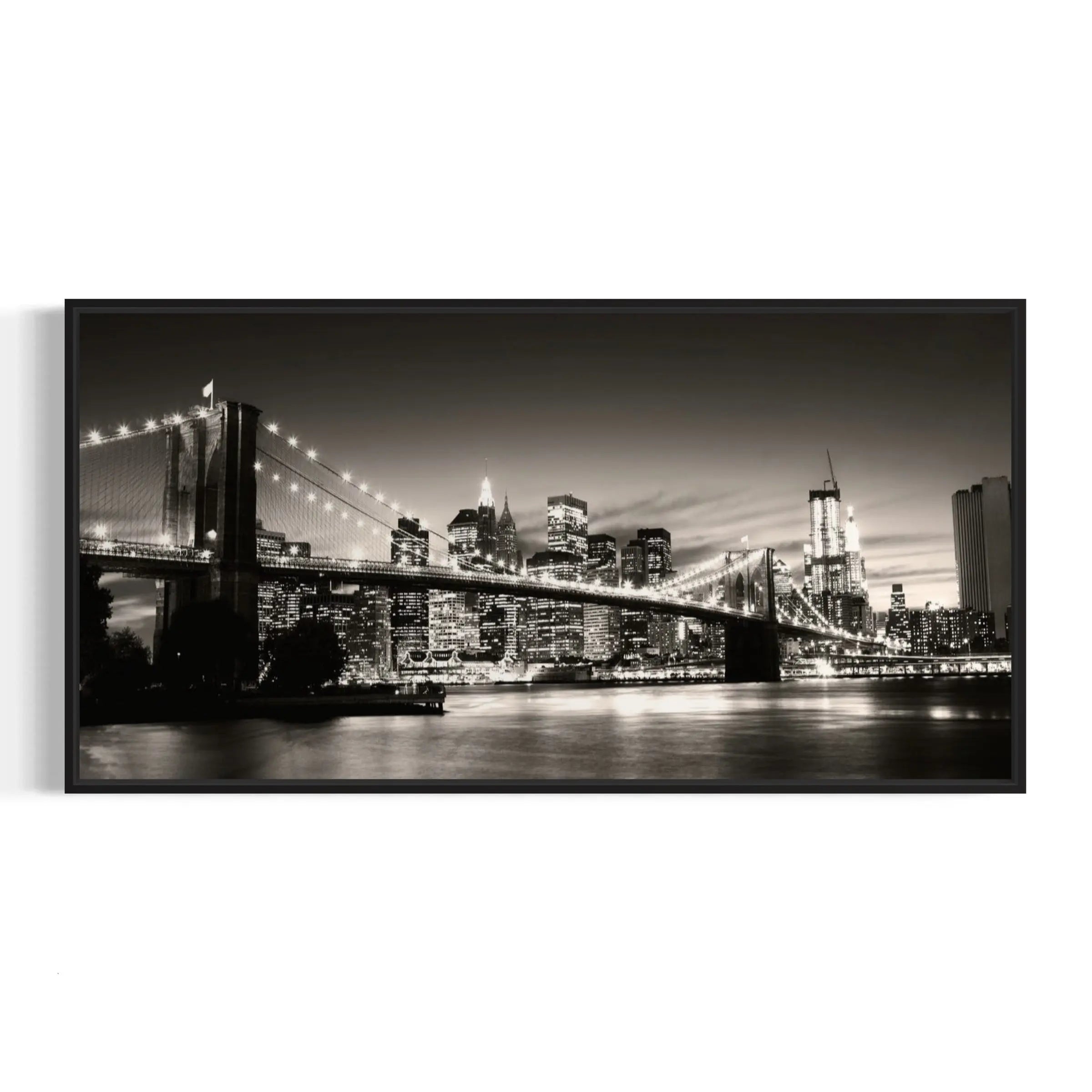 a black and white photo of the brooklyn bridge