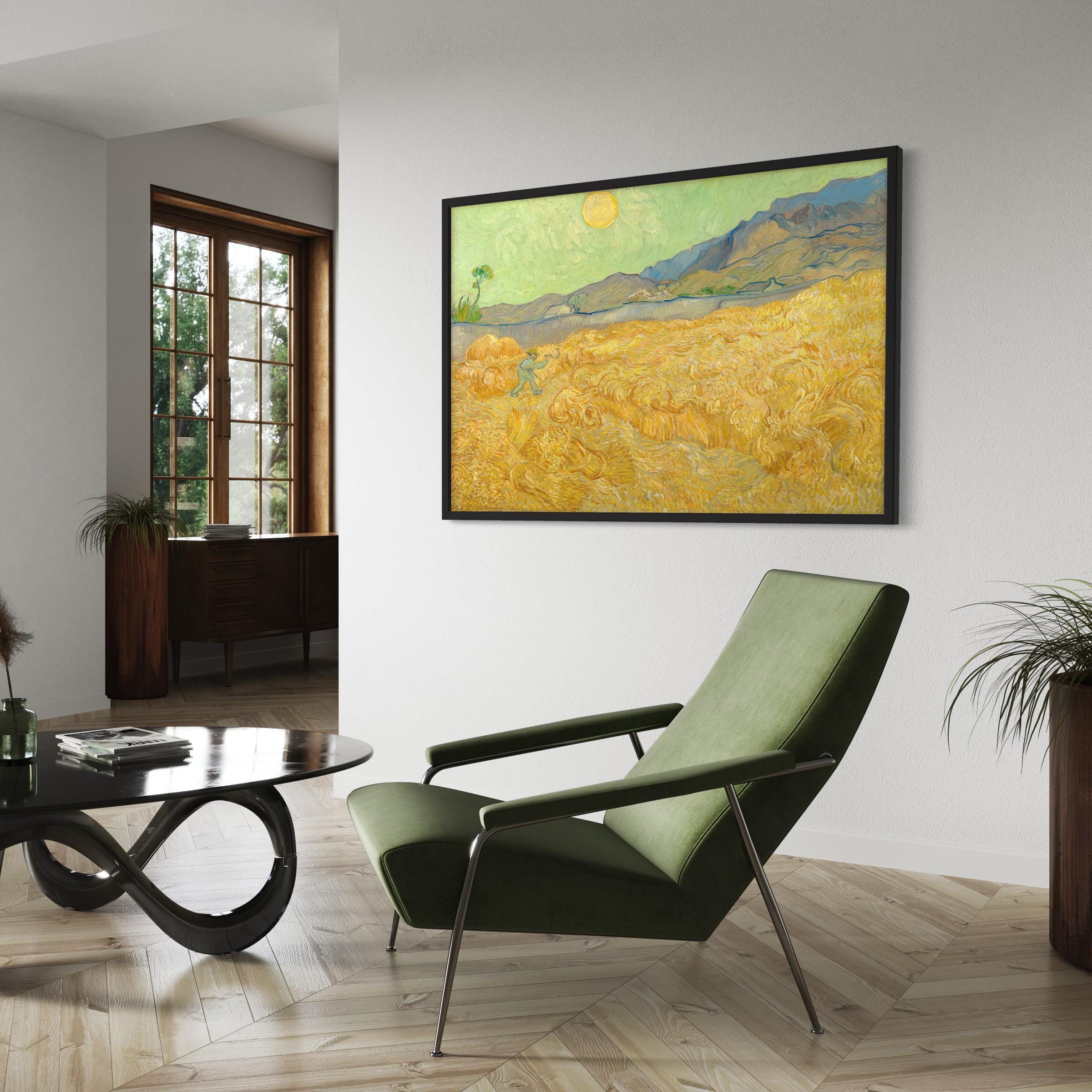 Van Gogh Wheat Field with Reaper | Landscape Painting Canvas Art | Poster Print