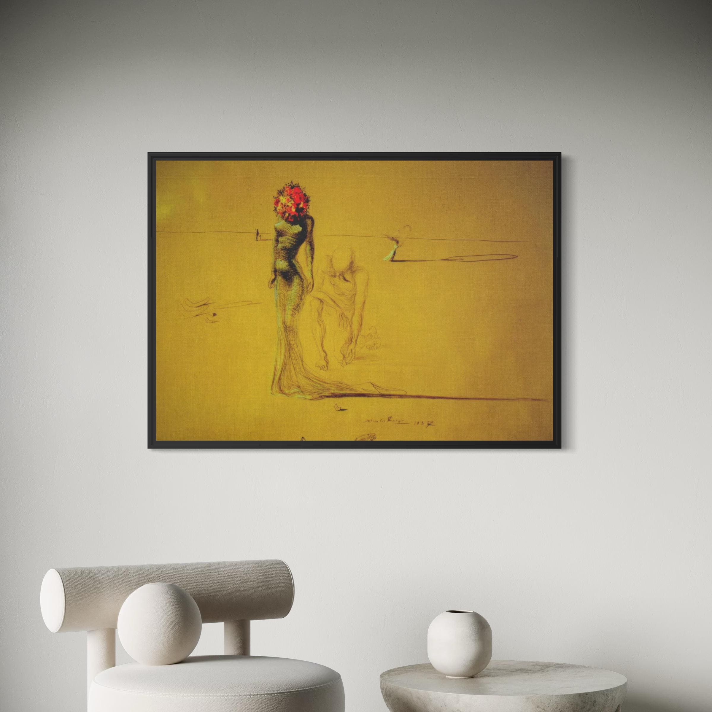 Salvador Dali Woman With a Head of Roses Wall Art | Canvas Poster Print | Surrealism Modern Art