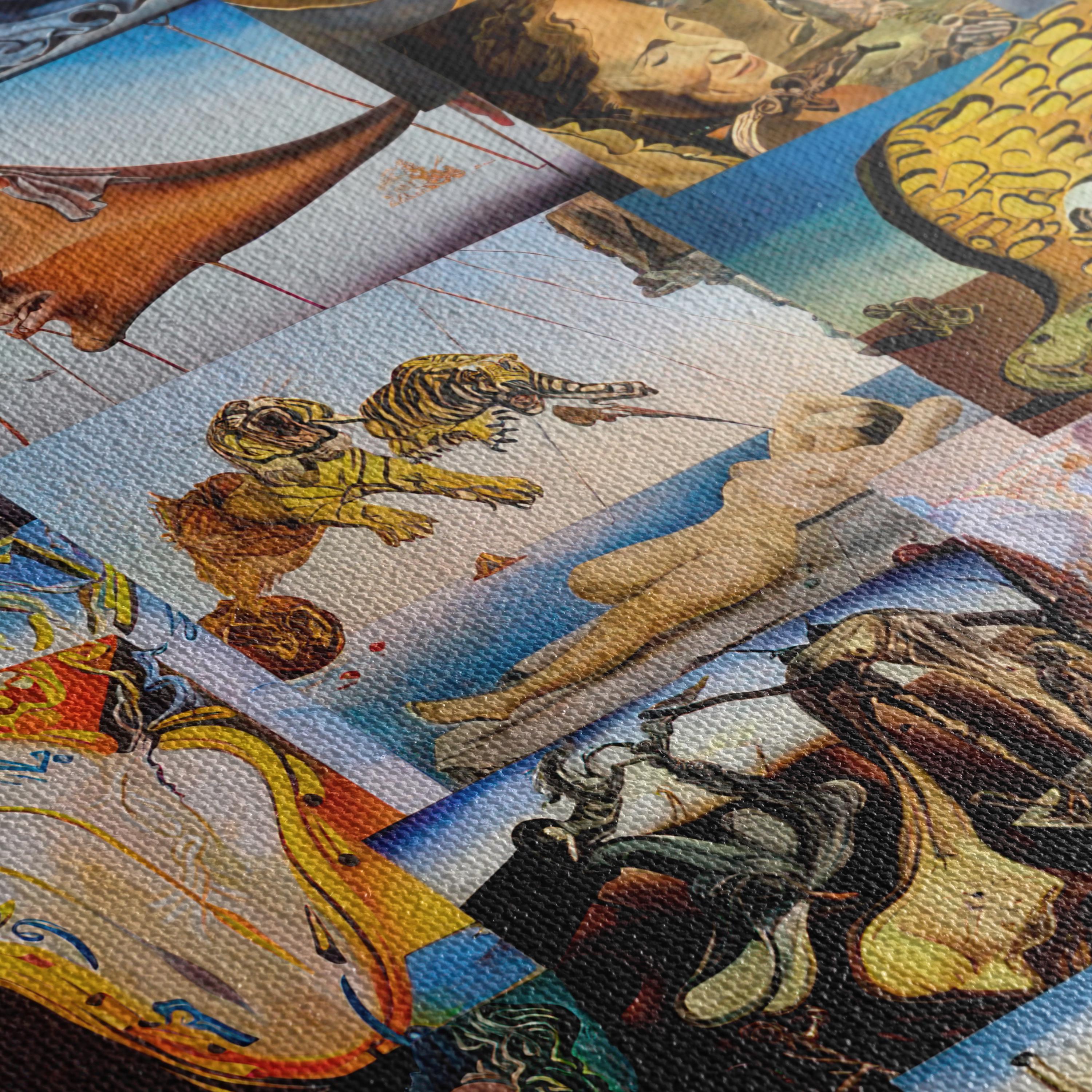 Salvador Dali Collage Framed Wall Art Canvas | Surreal Vintage Poster Print