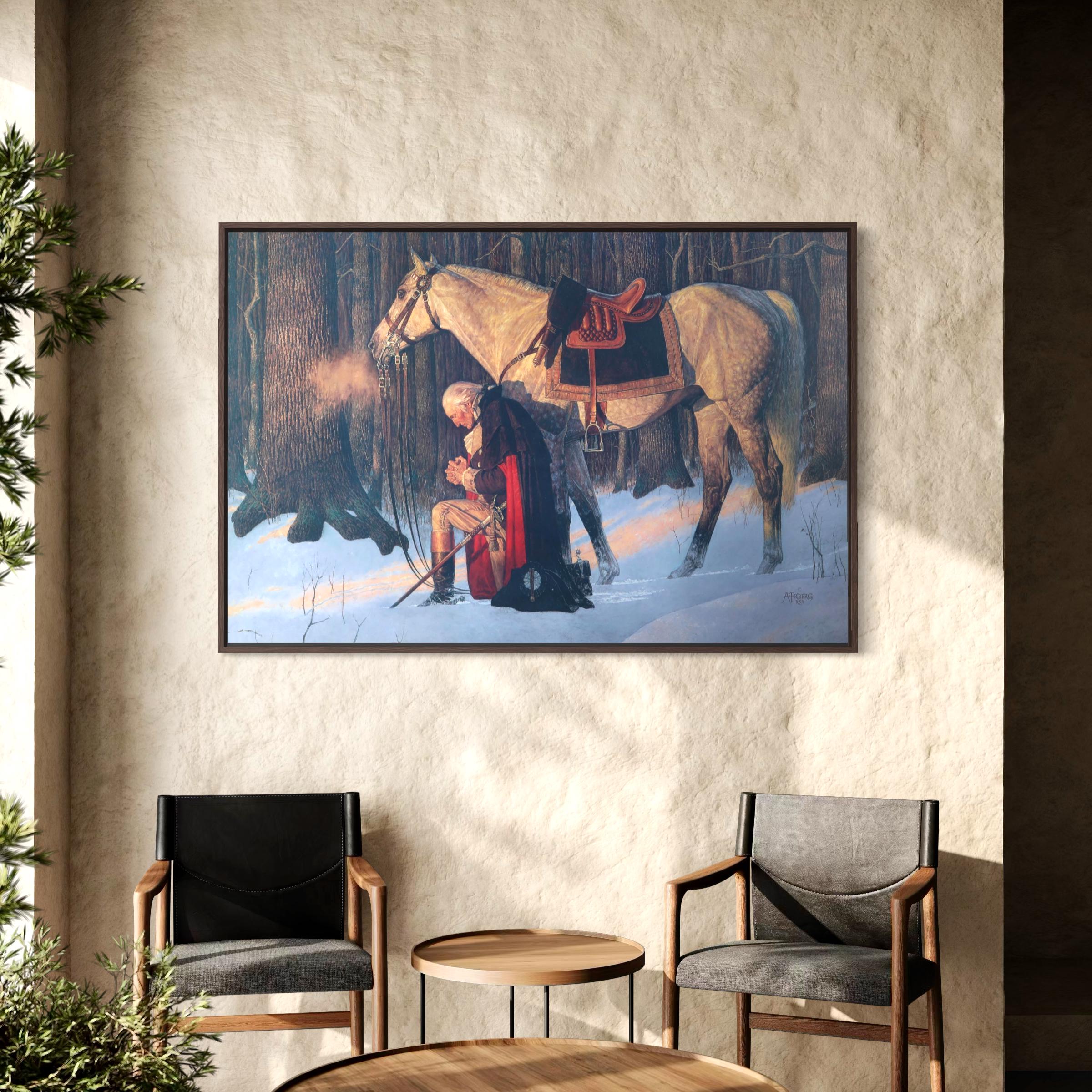 George Washington Praying | Prayer at Valley Forge | American Poster Print | Canvas Art