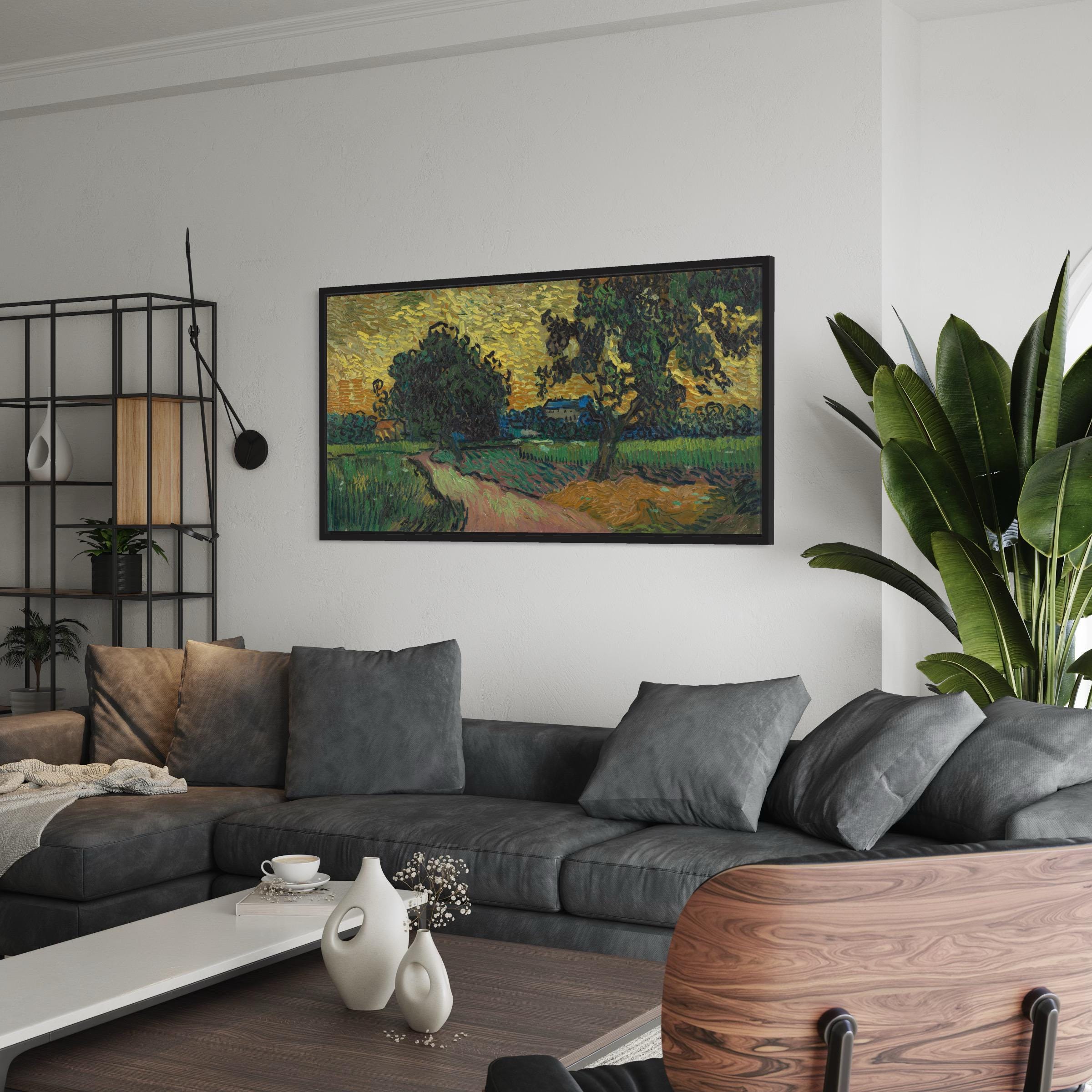 Van Gogh Landscape at Twilight  | Moody Landscape Golden Hour Canvas Art | Poster Print