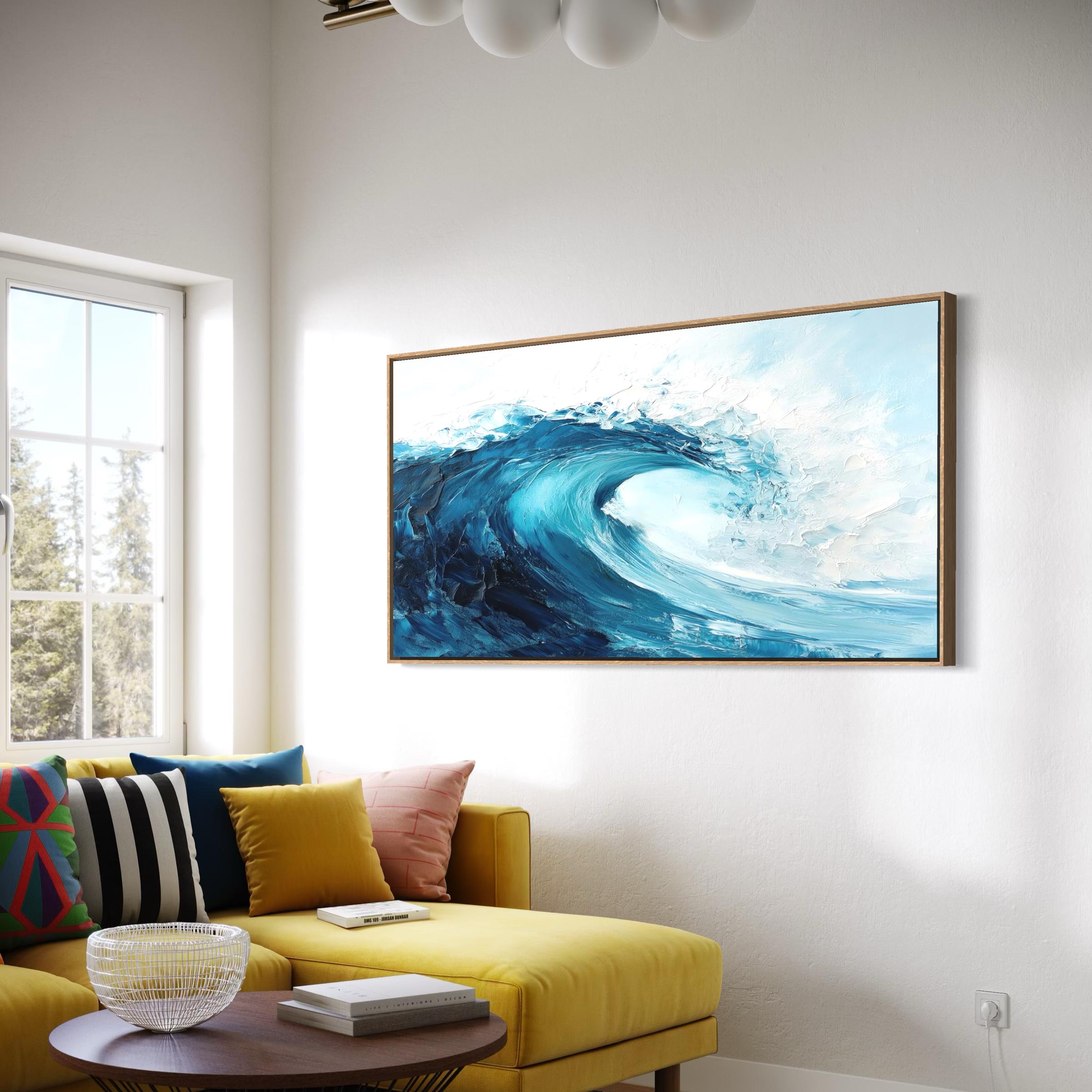 Wave Minimalist Ocean Artwork Canvas Wall Art Print | Neutral Coastal Decor