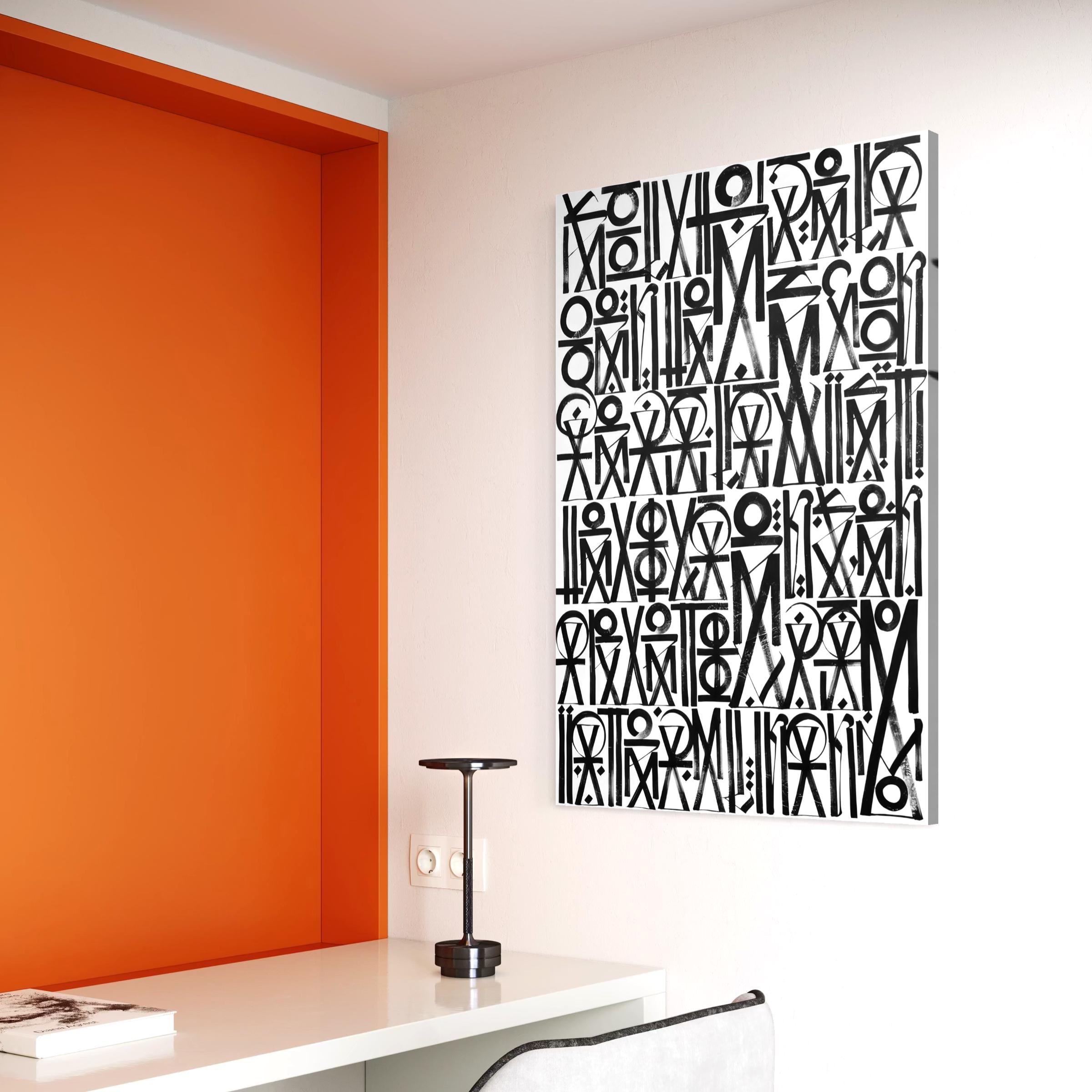 Abstract Black & White Calligraphy Poster Print | Minimalist Scandinavian Canvas Wall Art