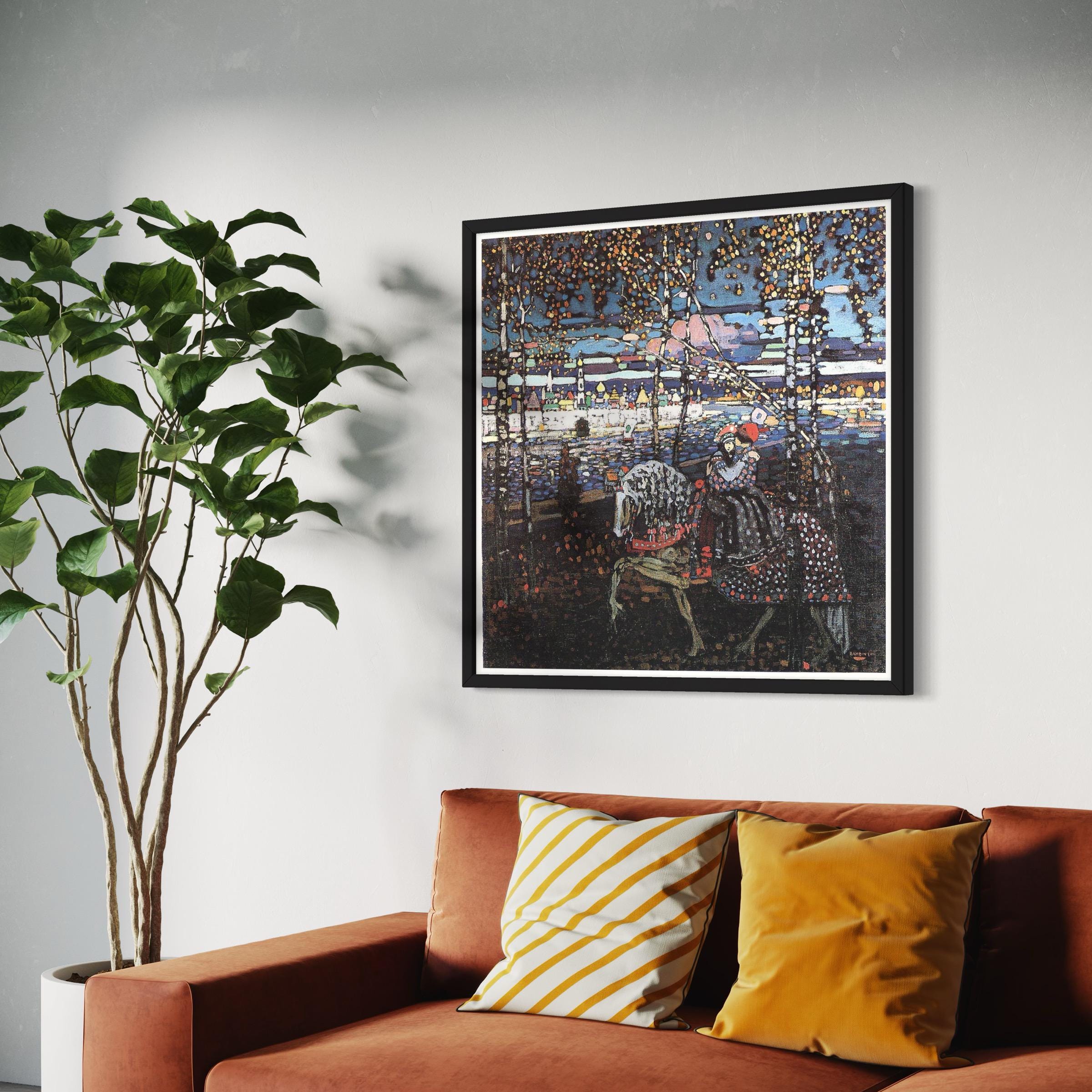 Couple on Horseback by Wassily Kandinsky Canvas Art | Poster Print