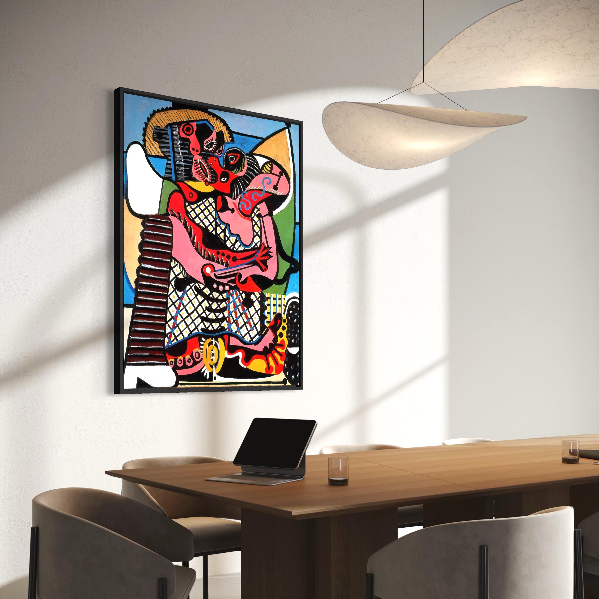The Kiss Picasso | Abstract Love Canvas Wall Art | Cubism Colorful Poster Print