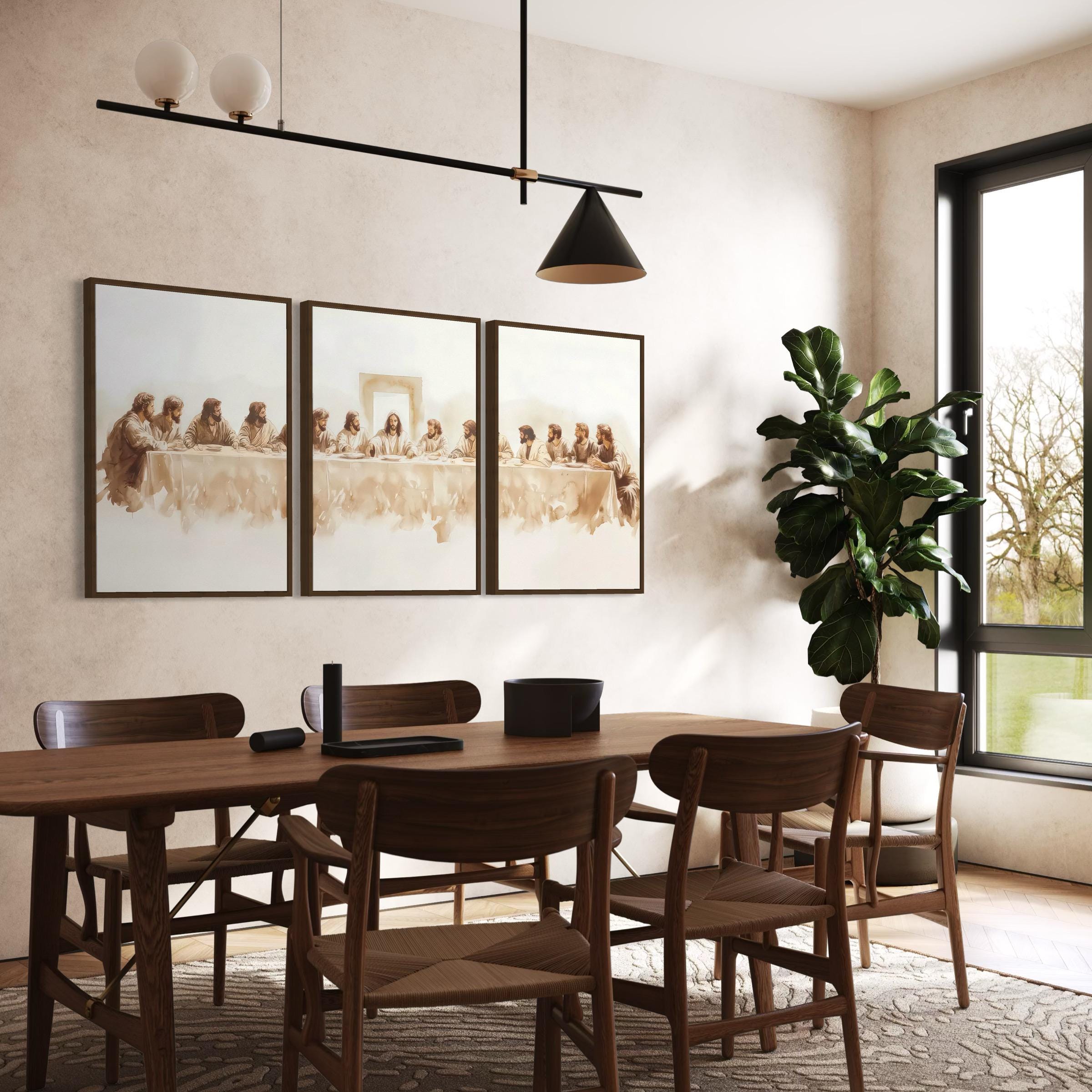 Framed Wall Art Set of 3 The Last Supper Jesus Poster Prints | Canvas Wall Art