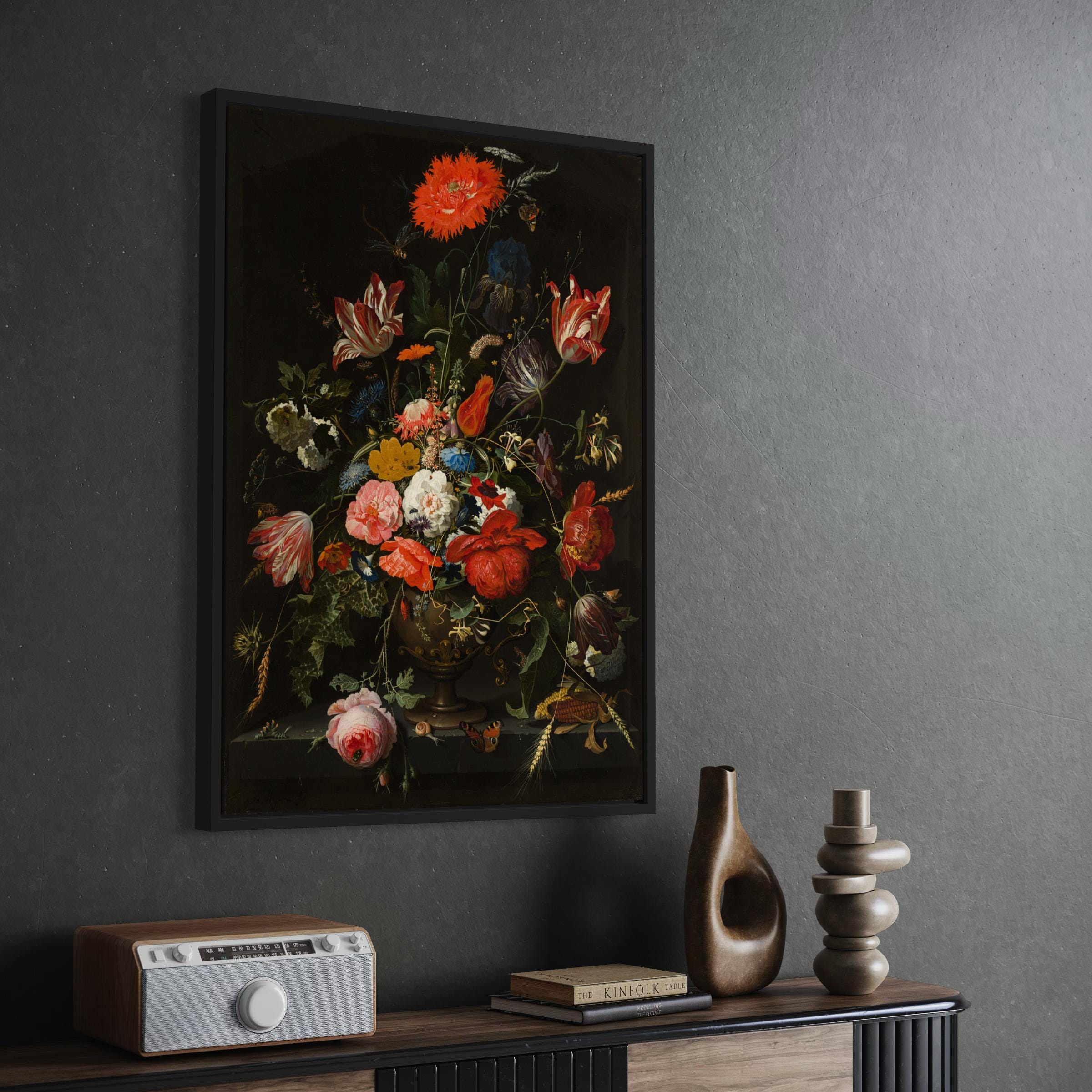 Abraham Mignon Flowers in a Metal Vase Canvas Art | Poster Print