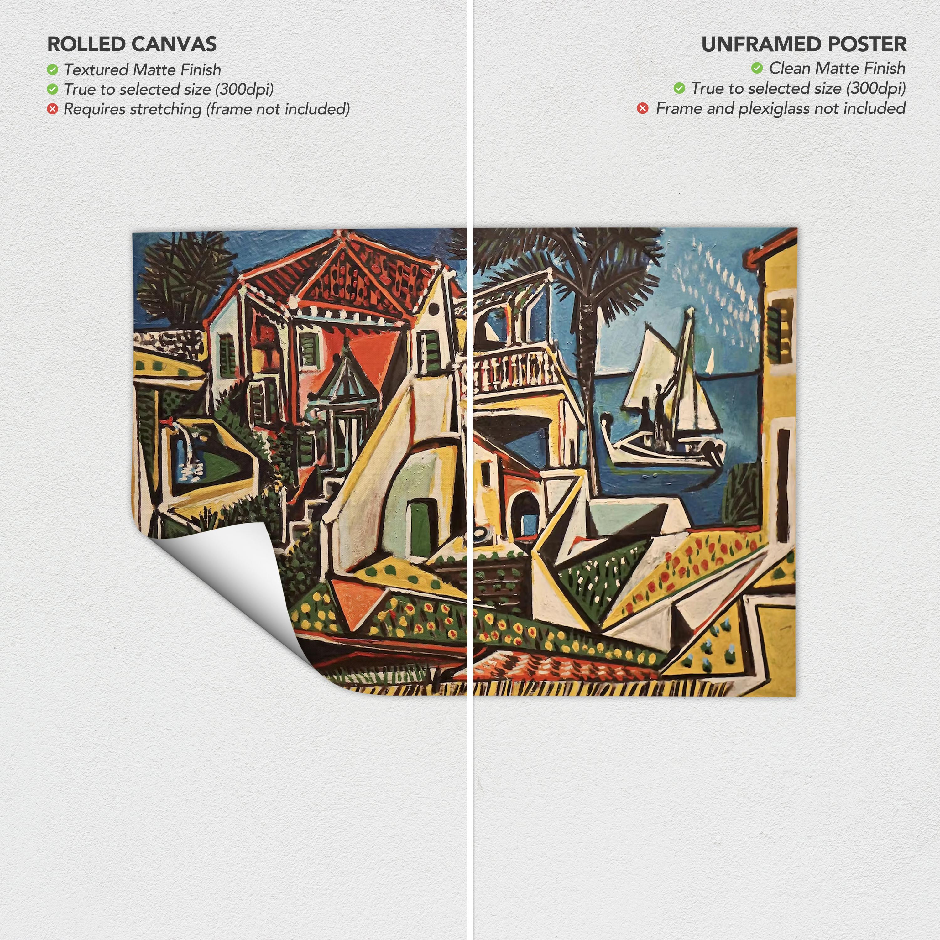 Pablo Picasso Mediterranean Canvas Wall Art | Cubism Poster Print Reproduction