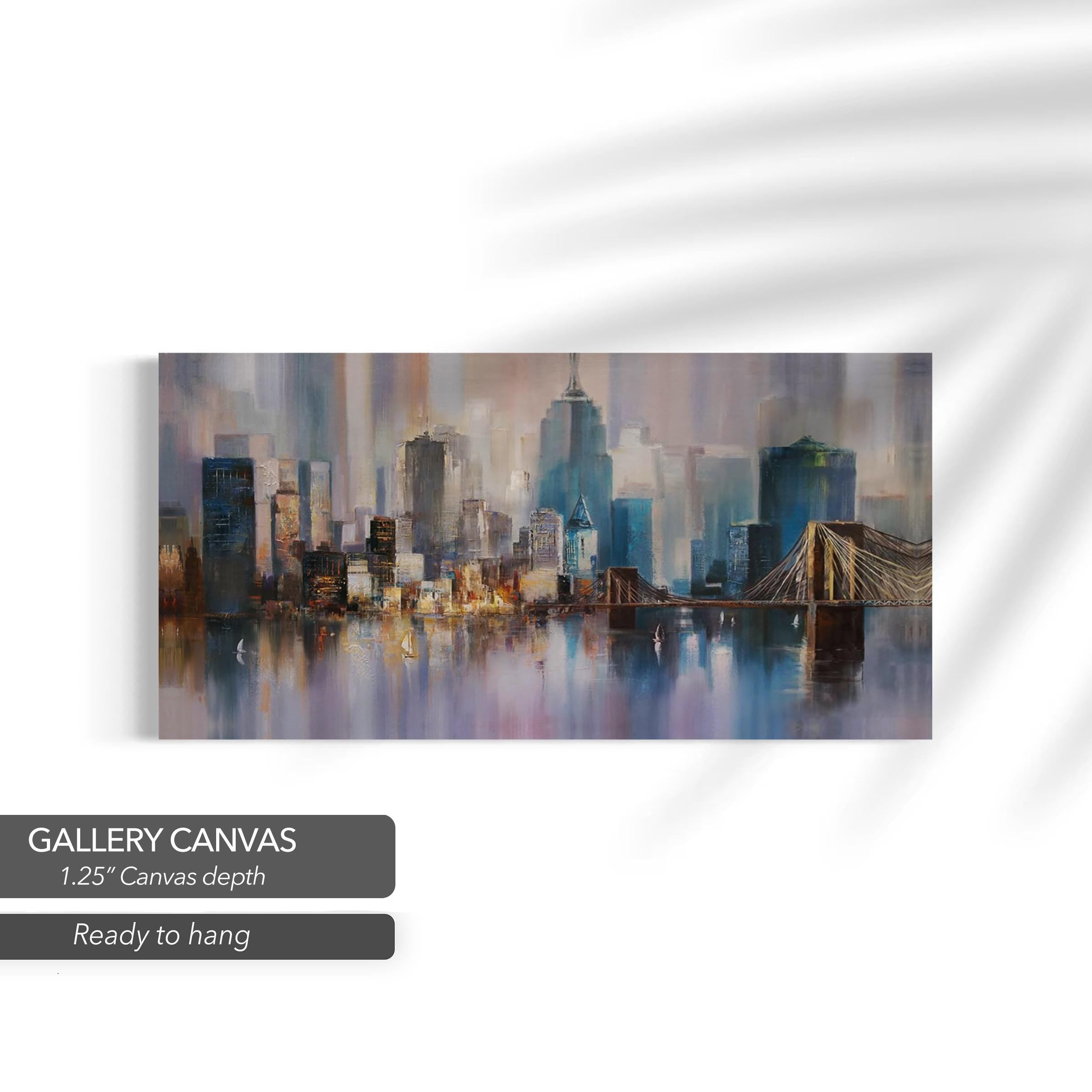 Abstract New York City Skyline | Brooklyn Bridge Cityscape Modern Canvas Art | Poster Print